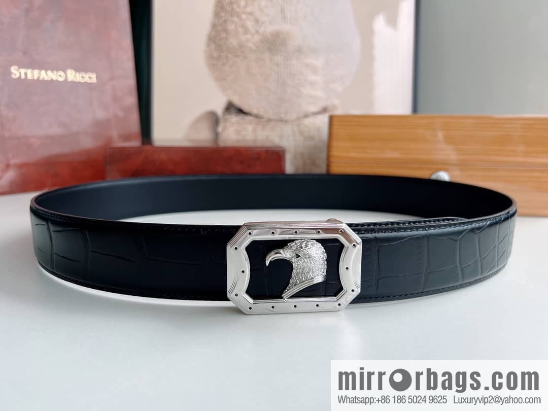 STEFANO RICCI STEFANO RICCI STEFANO RONICH Counter Steel Eagle Head Wear Metal Buckle Men's 3.8cm Belt