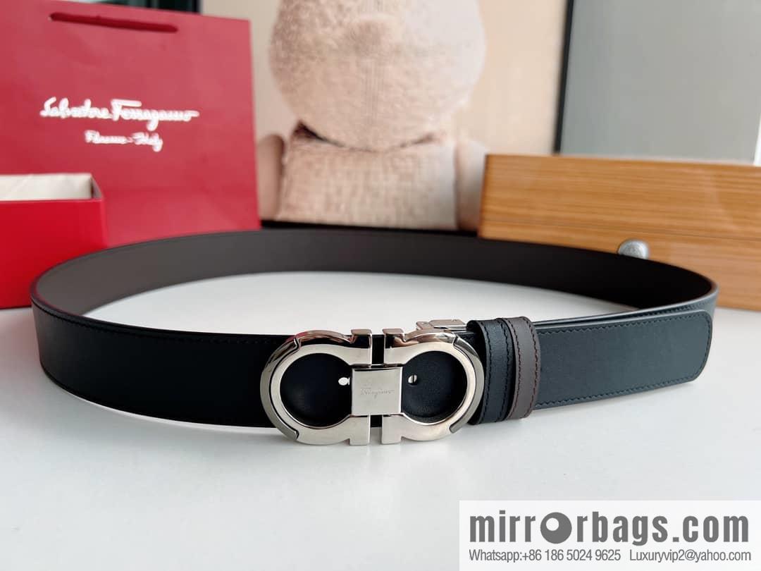 Salvatore Ferragamo, Metal Buckle Men's Business Belt 3.5cm
