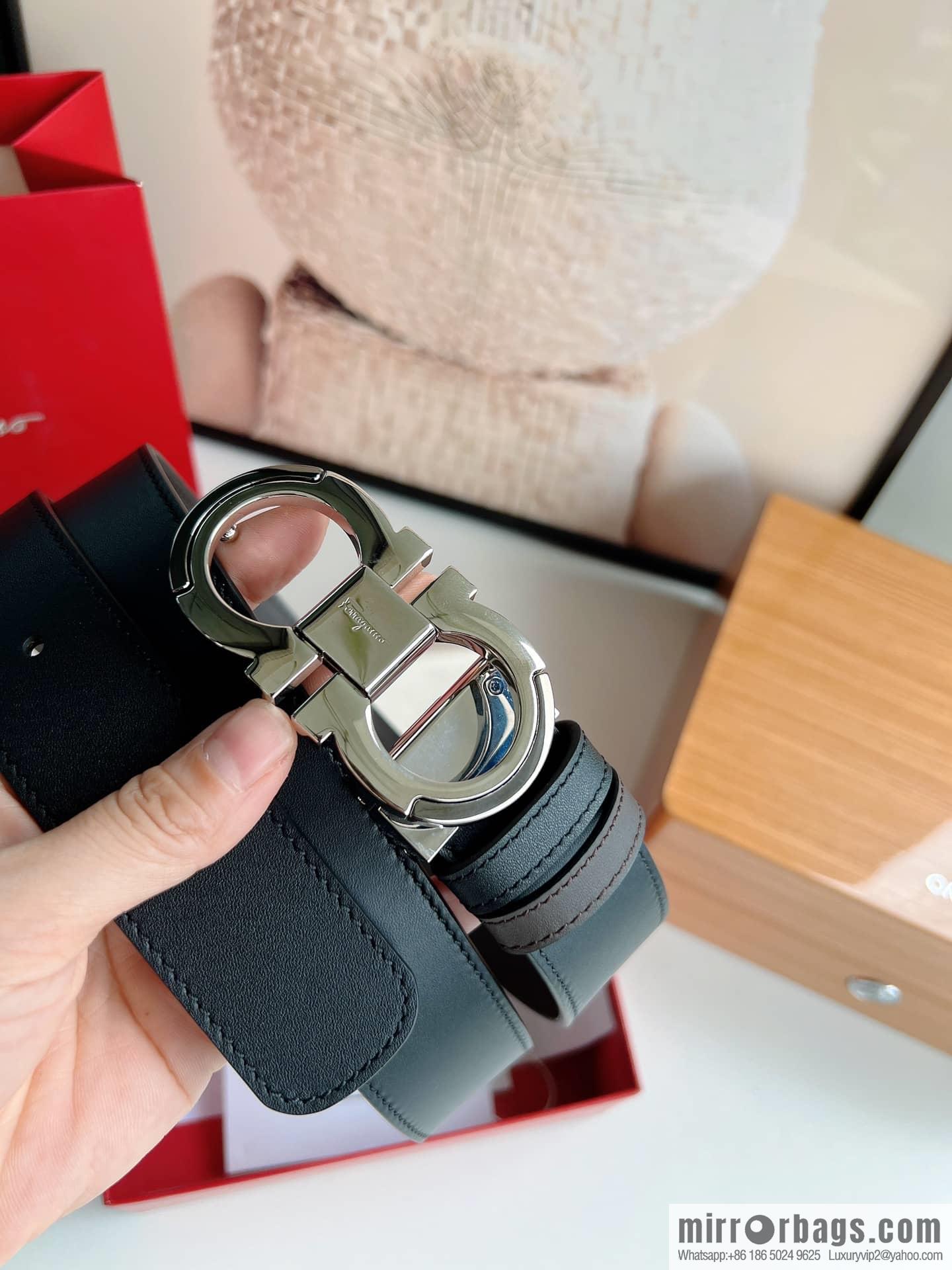 Salvatore Ferragamo, Metal Buckle Men's Business Belt 3.5cm