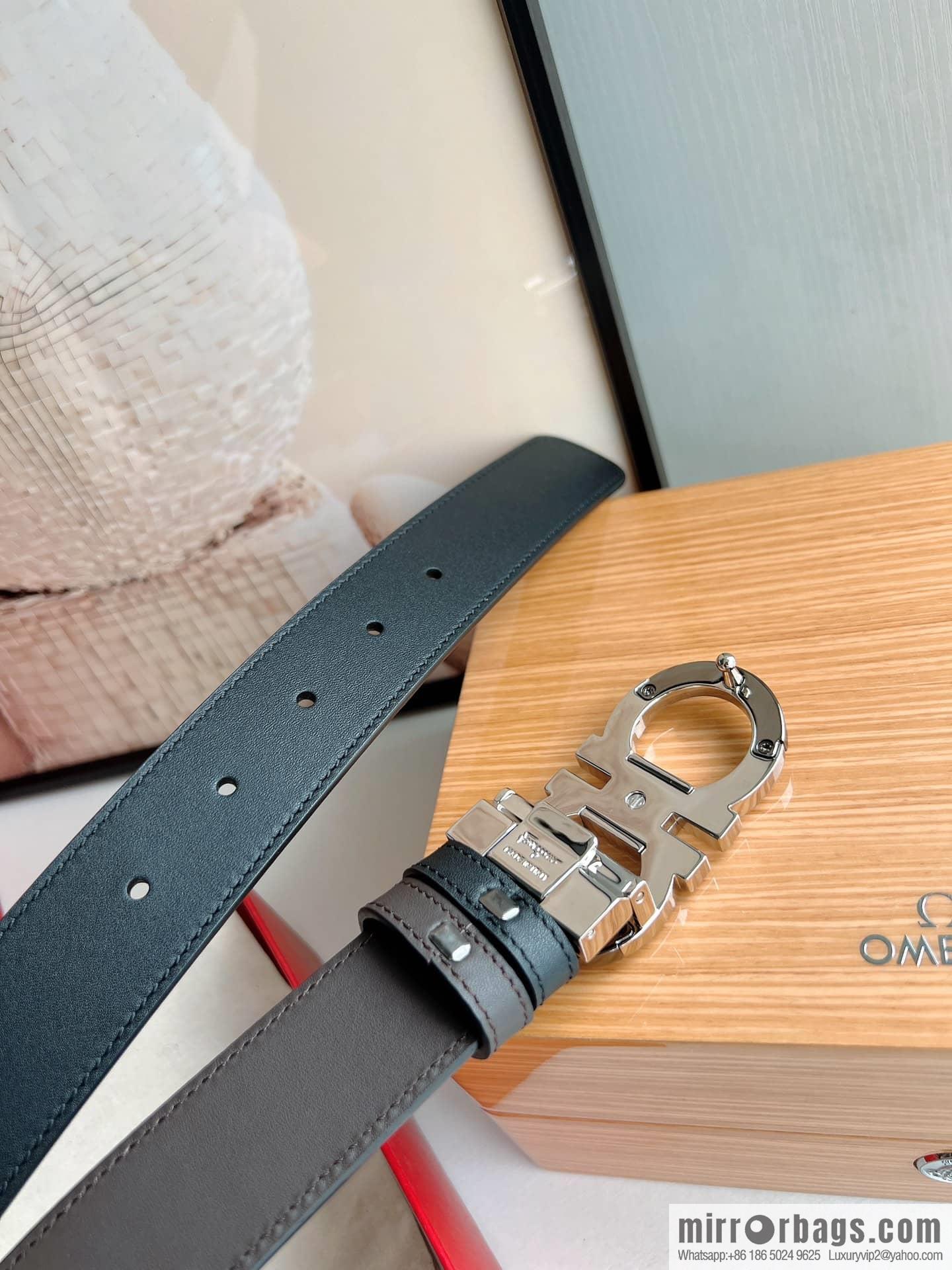 Salvatore Ferragamo, Metal Buckle Men's Business Belt 3.5cm
