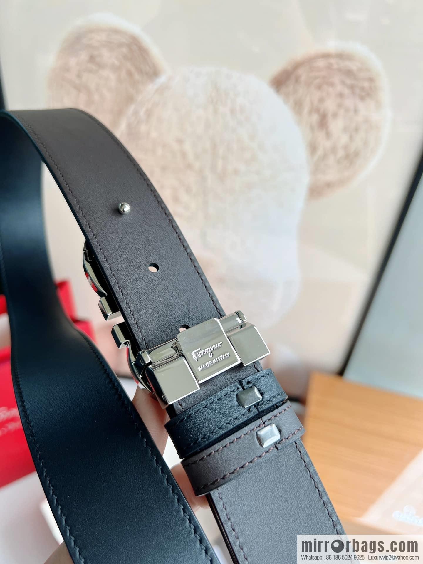 Salvatore Ferragamo, Metal Buckle Men's Business Belt 3.5cm