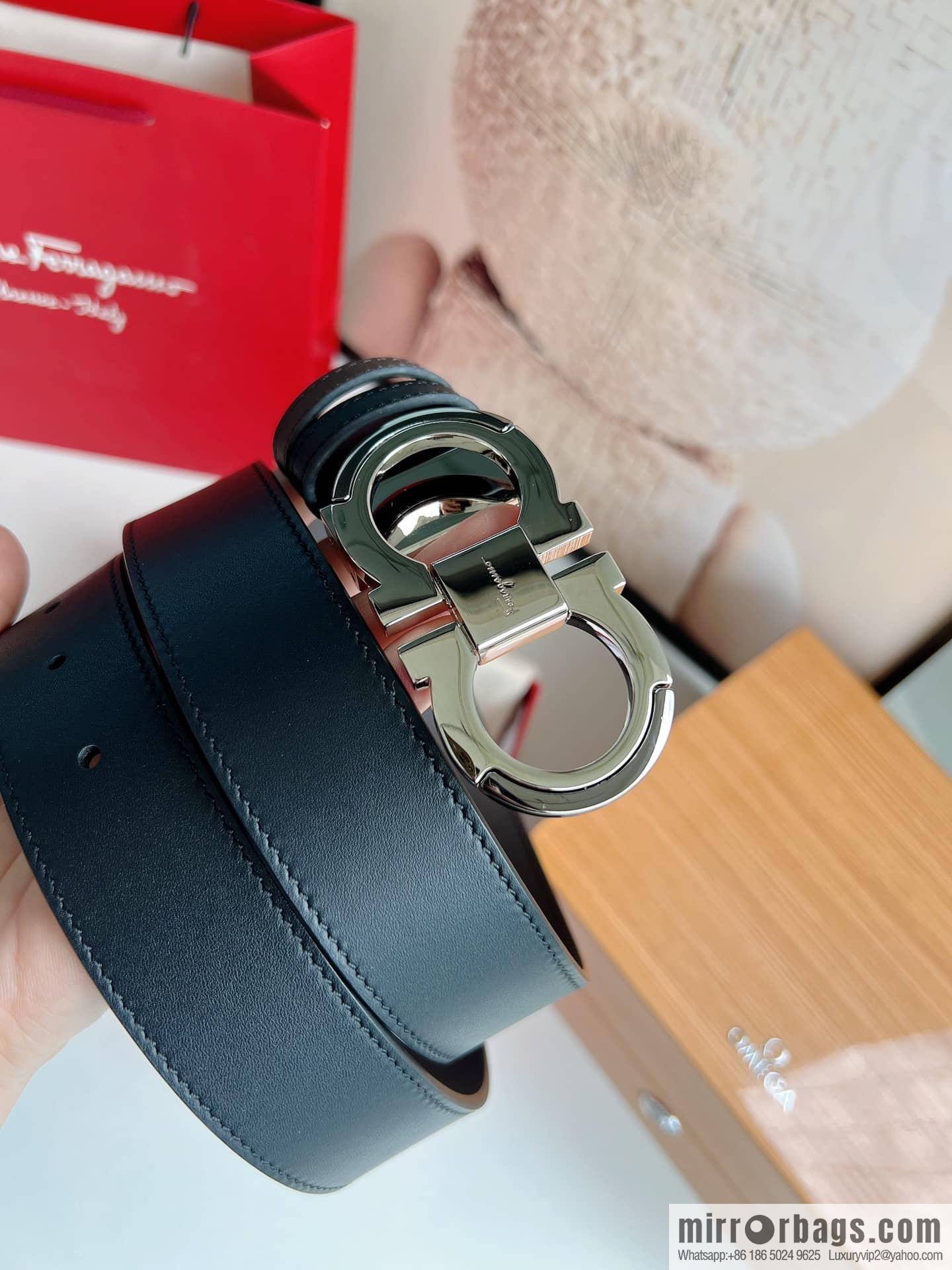 Salvatore Ferragamo, Metal Buckle Men's Business Belt 3.5cm