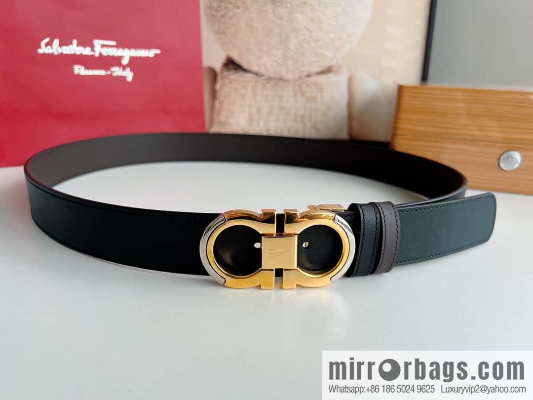 Salvatore Ferragamo, Metal Buckle Men's Business Belt 3.5cm