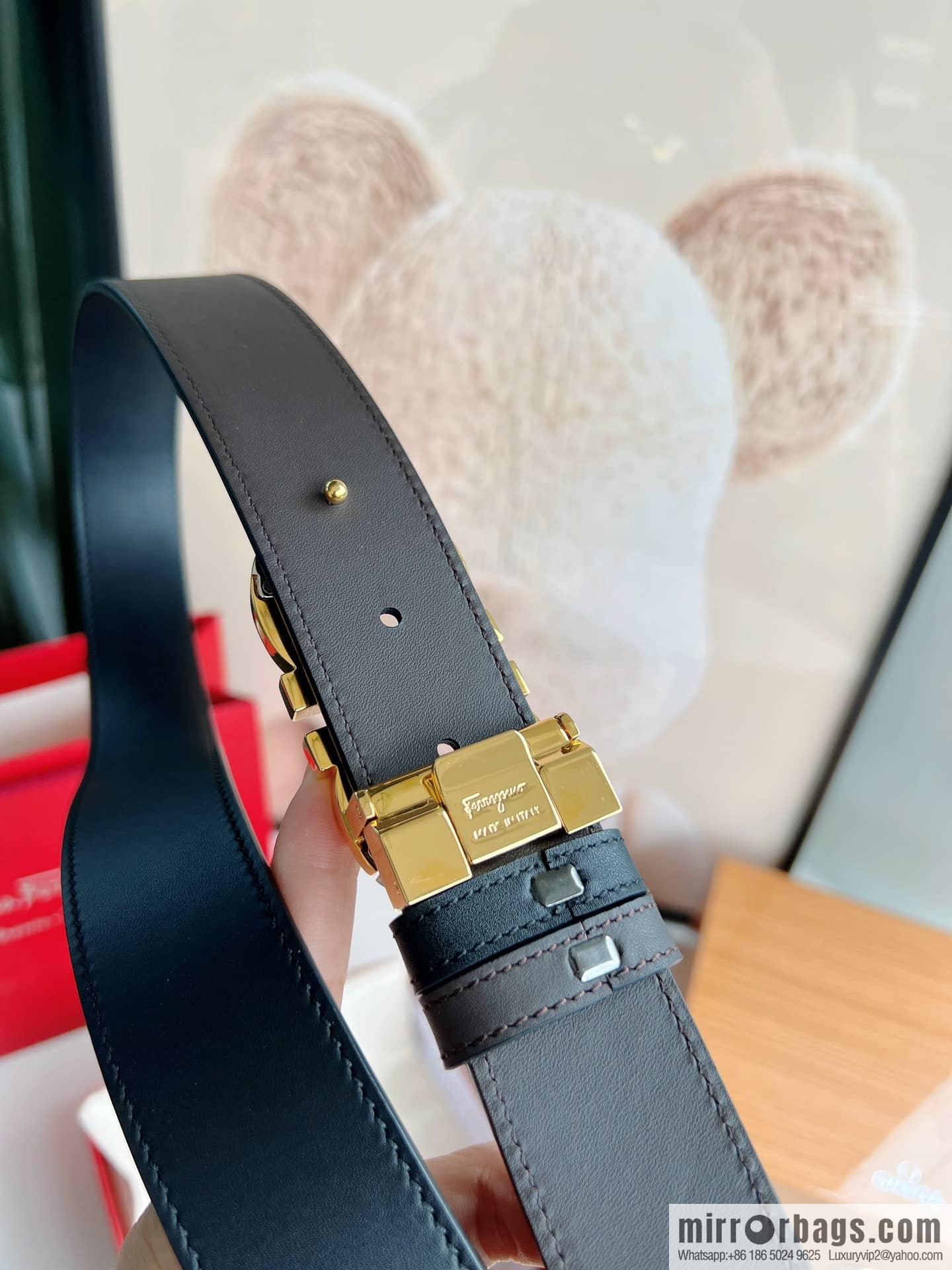 Salvatore Ferragamo, Metal Buckle Men's Business Belt 3.5cm
