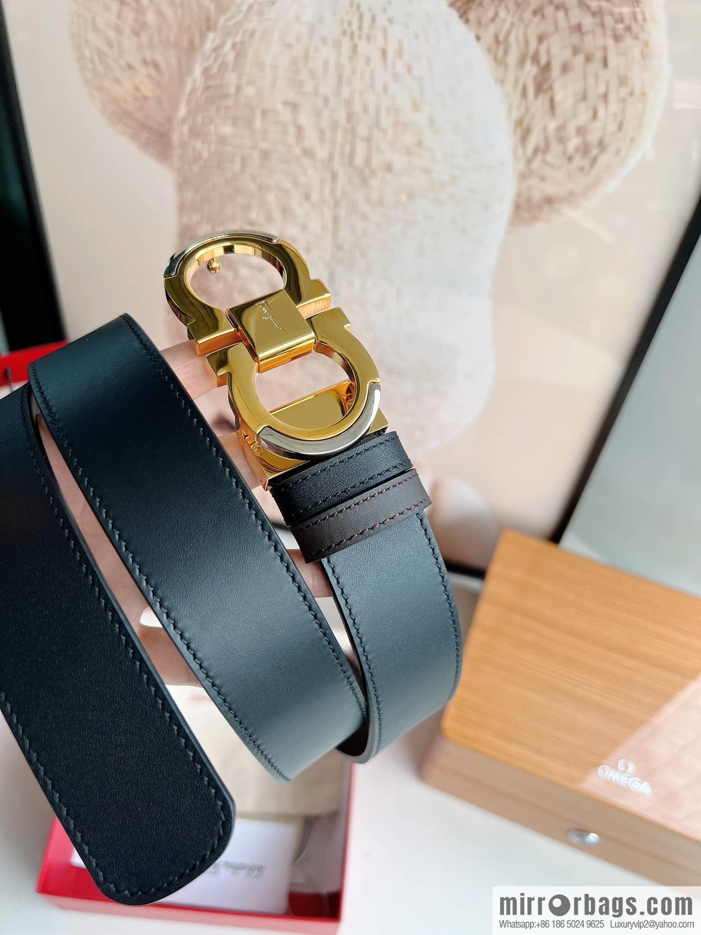 Salvatore Ferragamo, Metal Buckle Men's Business Belt 3.5cm
