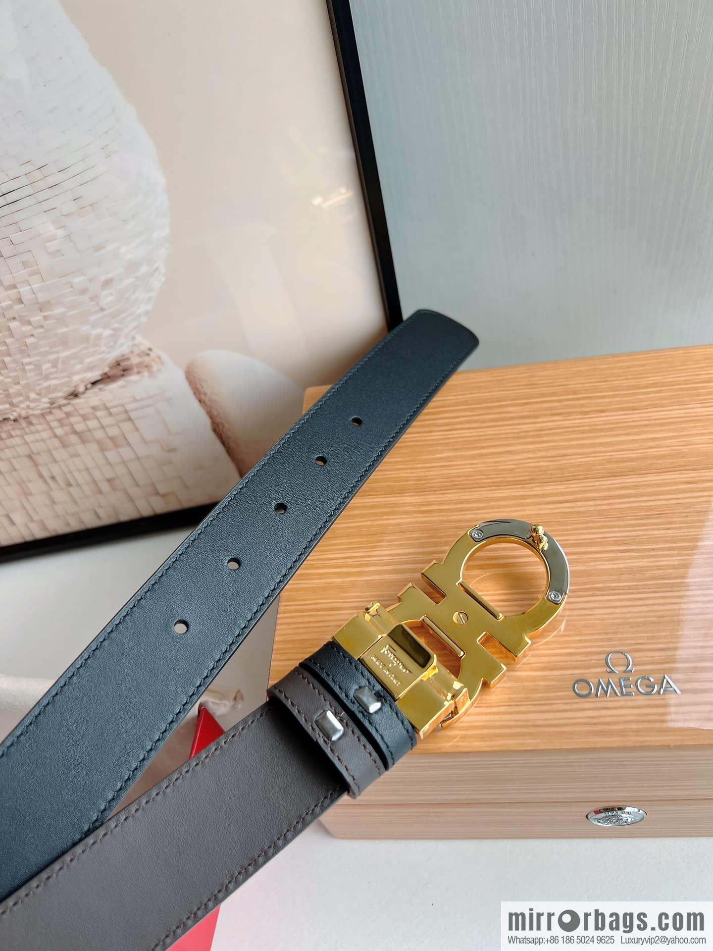 Salvatore Ferragamo, Metal Buckle Men's Business Belt 3.5cm