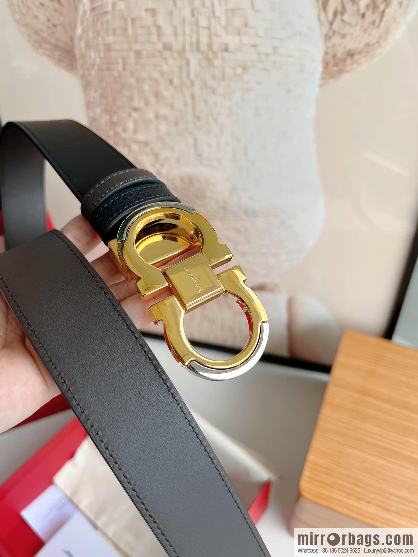 Salvatore Ferragamo, Metal Buckle Men's Business Belt 3.5cm