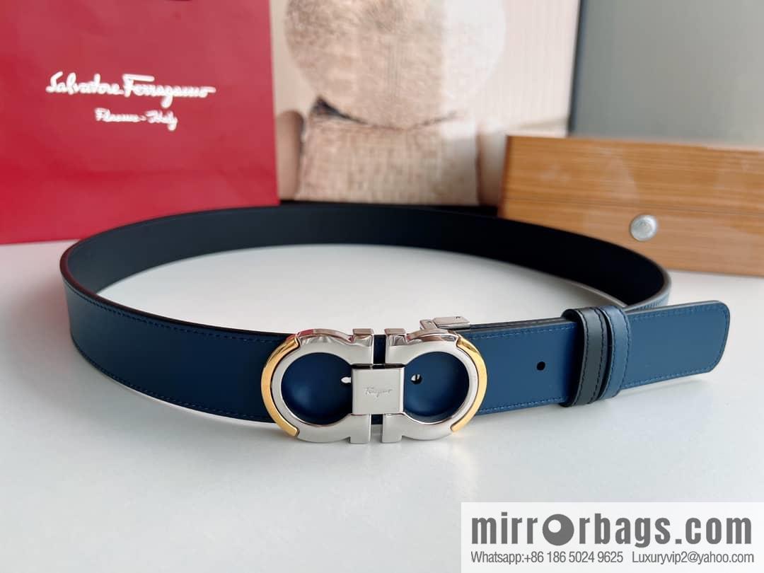 Salvatore Ferragamo, Metal Buckle Men's Business Belt 3.5cm