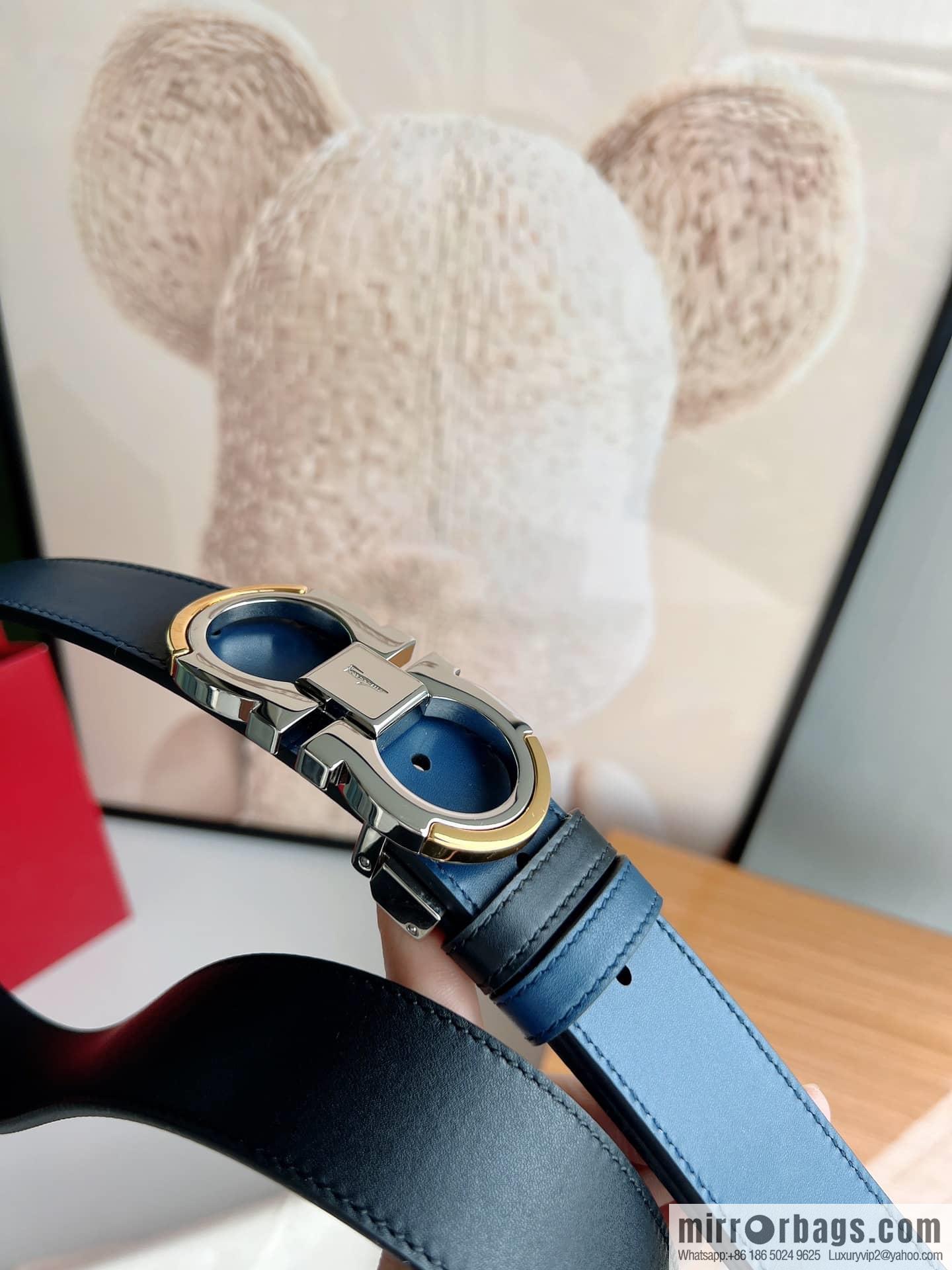 Salvatore Ferragamo, Metal Buckle Men's Business Belt 3.5cm