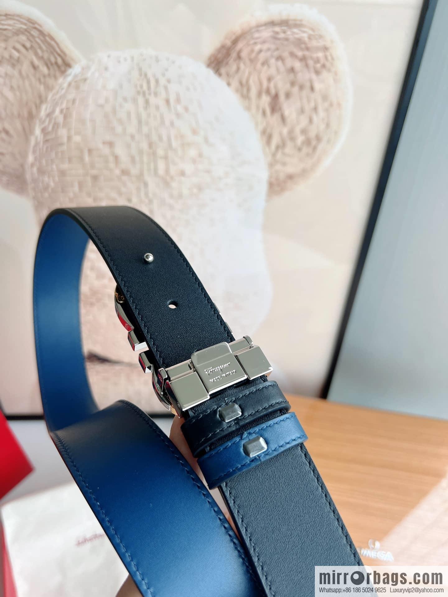 Salvatore Ferragamo, Metal Buckle Men's Business Belt 3.5cm