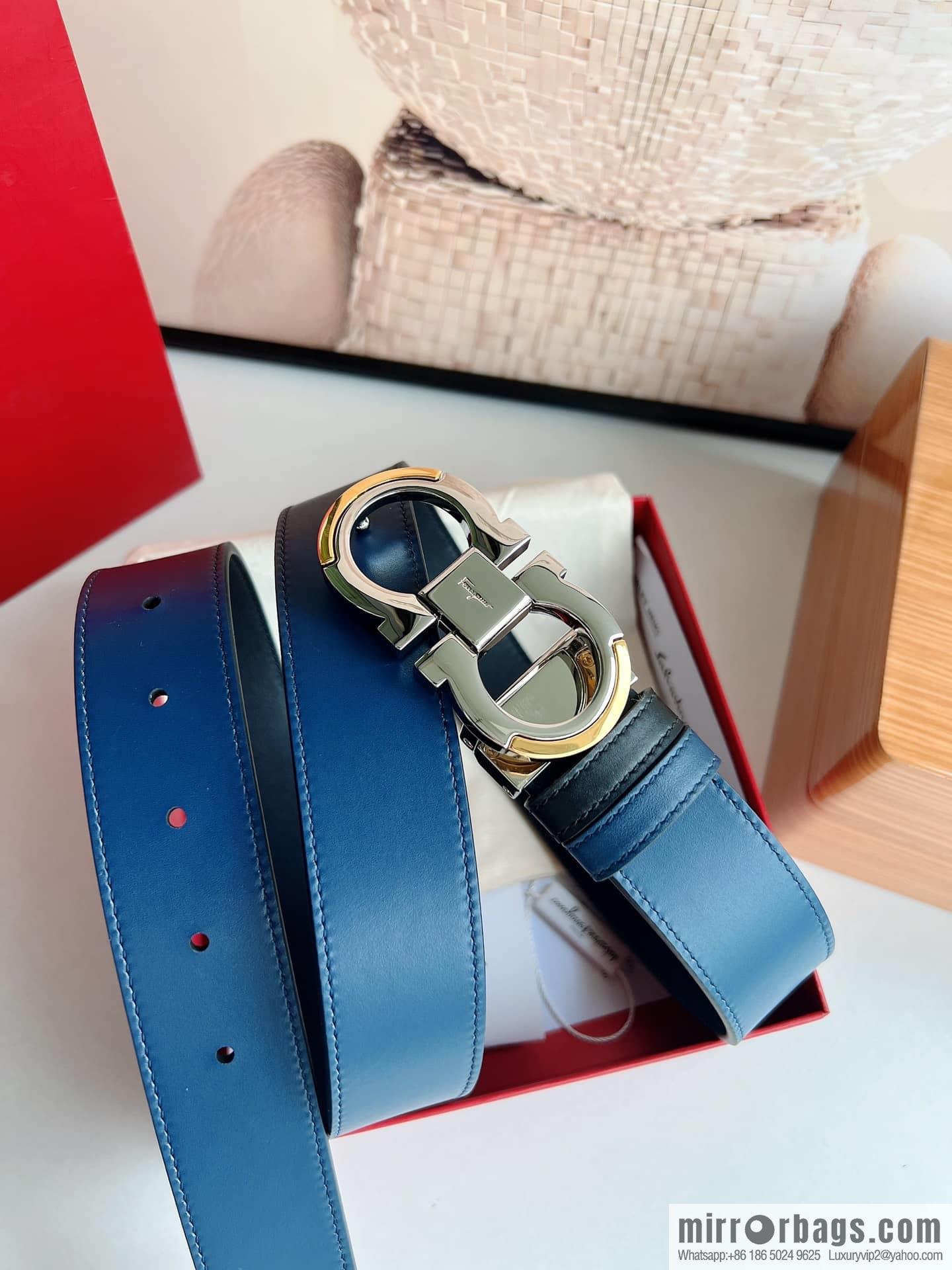 Salvatore Ferragamo, Metal Buckle Men's Business Belt 3.5cm
