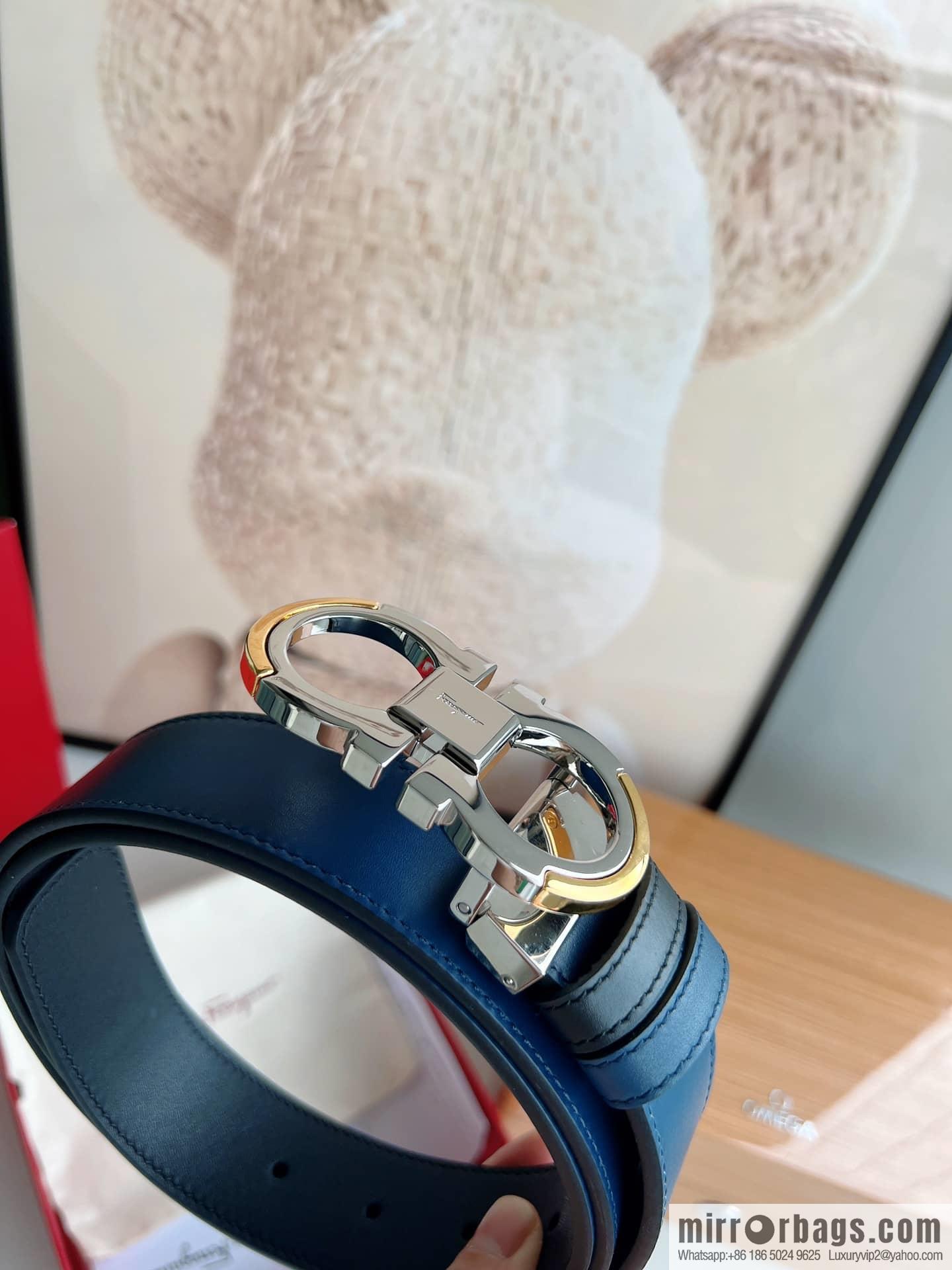 Salvatore Ferragamo, Metal Buckle Men's Business Belt 3.5cm
