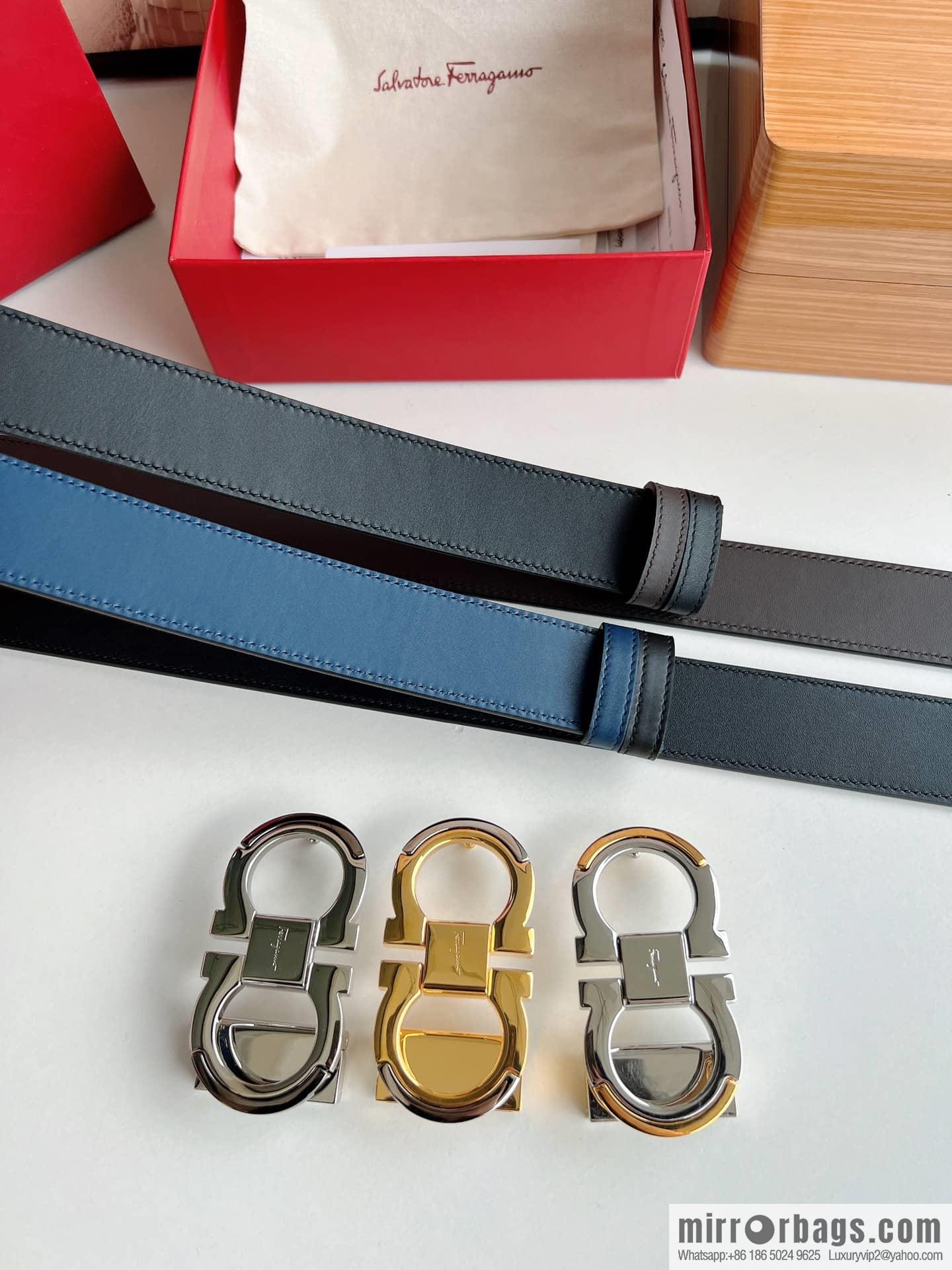 Salvatore Ferragamo, Metal Buckle Men's Business Belt 3.5cm