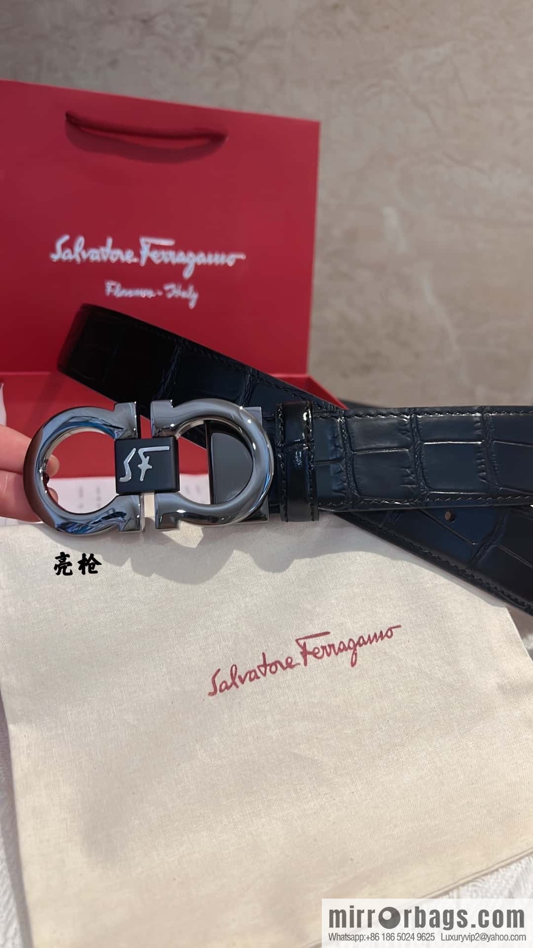Ferragamo Ferragamo, Exquisite Figure 8 Metal Buckle Men's 3.8cm Belt