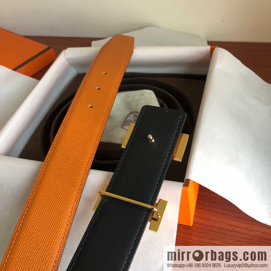 Hermes, Stainless Steel Rolling Sand Metal Buckle Men's 3.8cm Belt