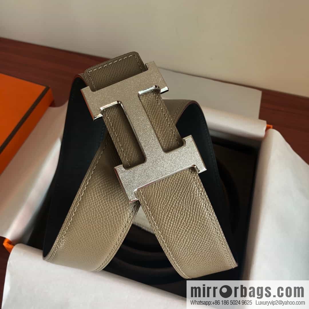 Hermes, Stainless Steel Rolling Sand Metal Buckle Men's 3.8cm Belt