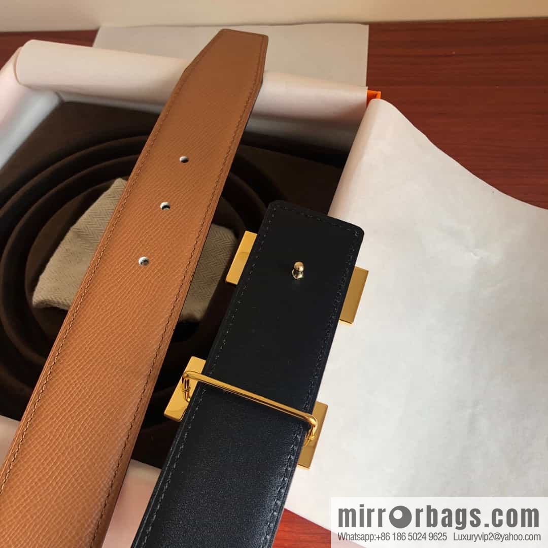 Hermes, Stainless Steel Rolling Sand Metal Buckle Men's 3.8cm Belt