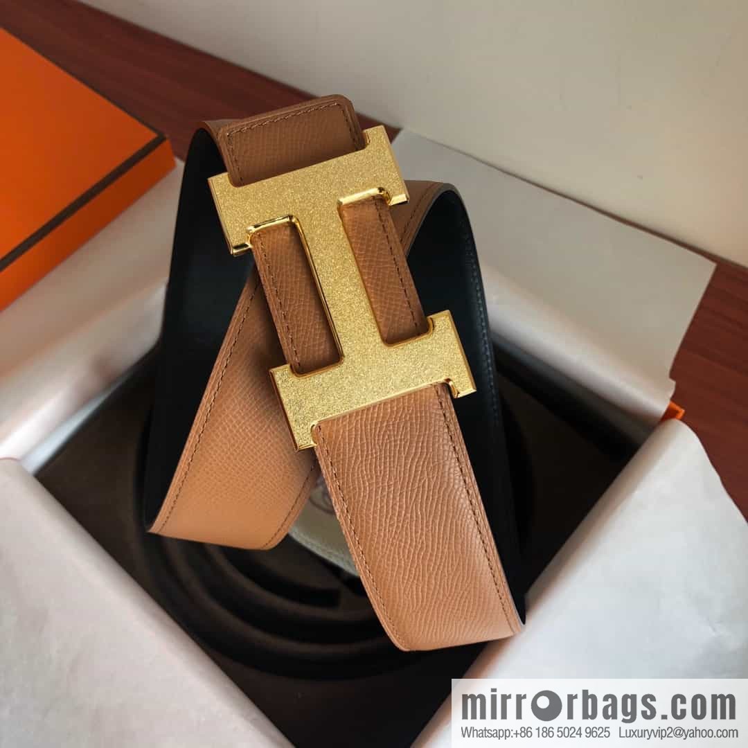 Hermes, Stainless Steel Rolling Sand Metal Buckle Men's 3.8cm Belt