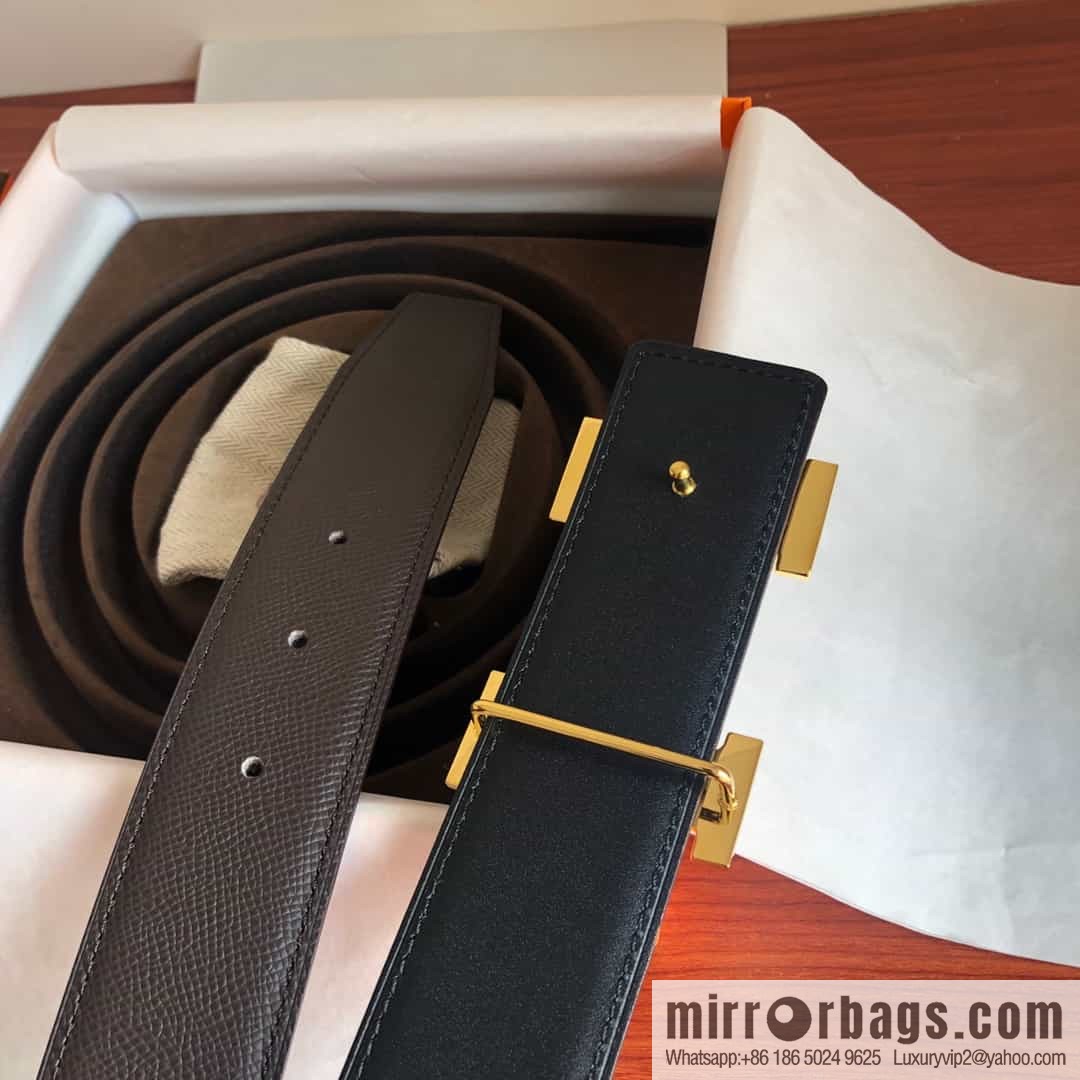 Hermes, Stainless Steel Rolling Sand Metal Buckle Men's 3.8cm Belt