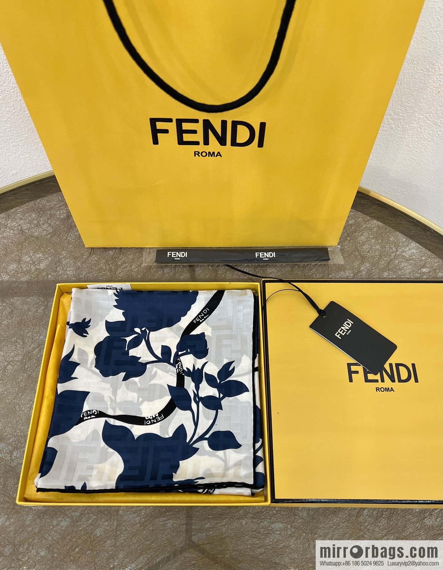 Fendi 100% silk Roses scarf