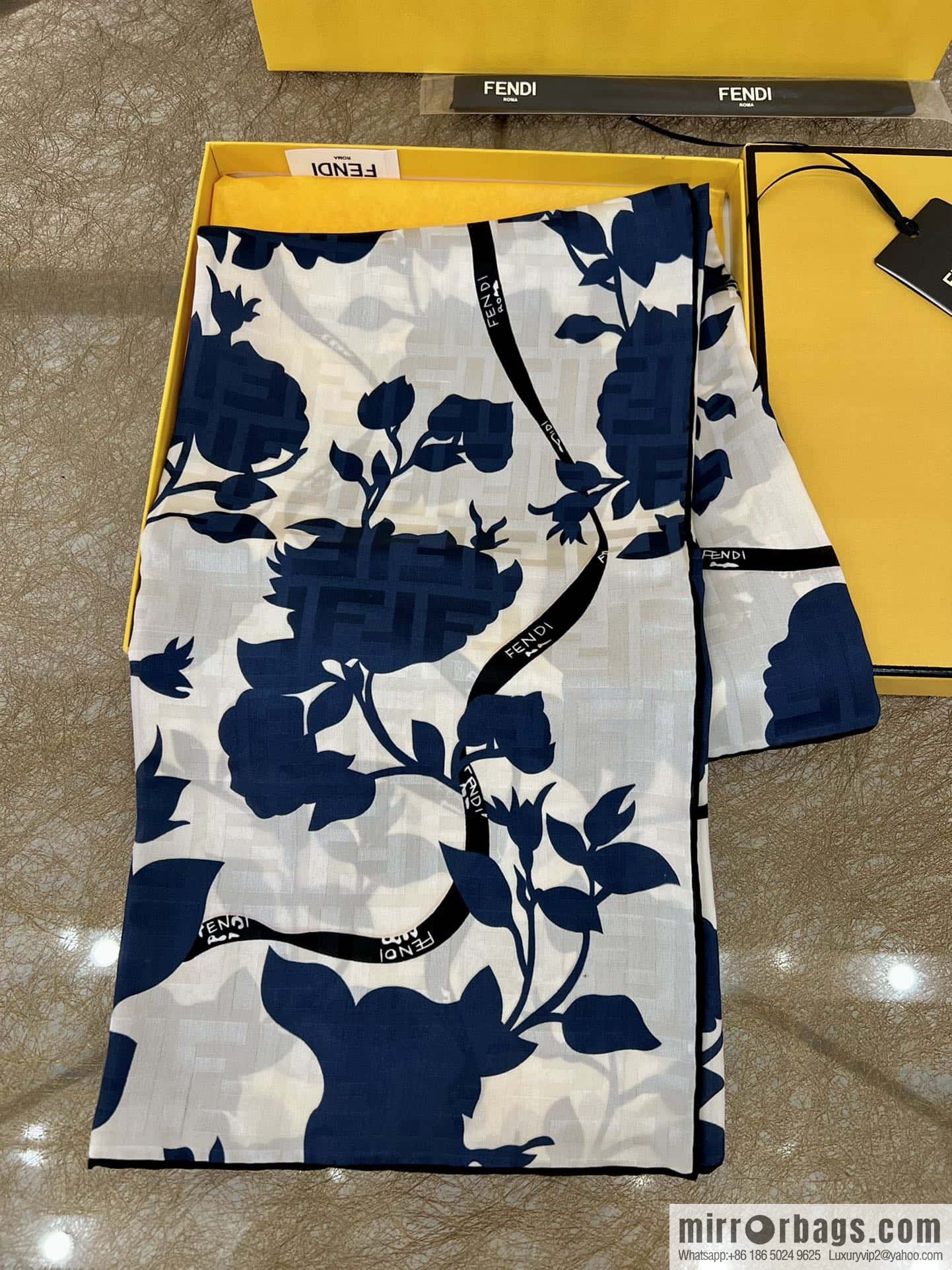 Fendi 100% silk Roses scarf