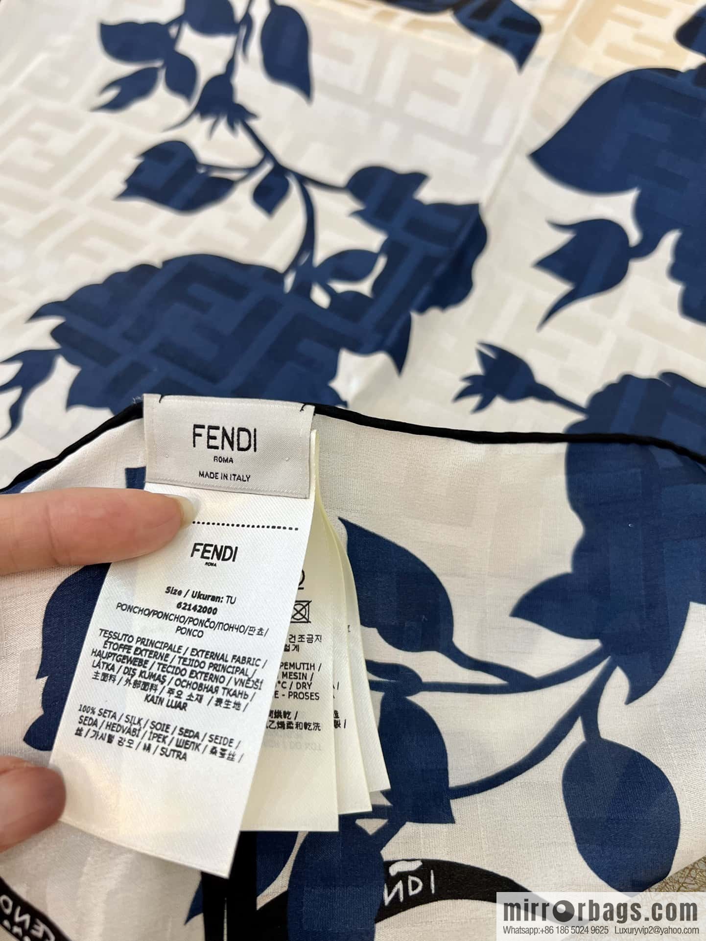 Fendi 100% silk Roses scarf