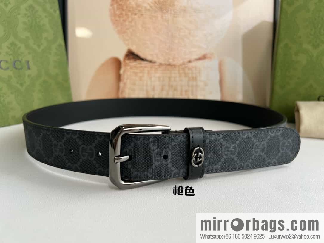 Gucci Gucci GG Supreme canvas GG monogram pattern men's classic belt 3.5cm.
