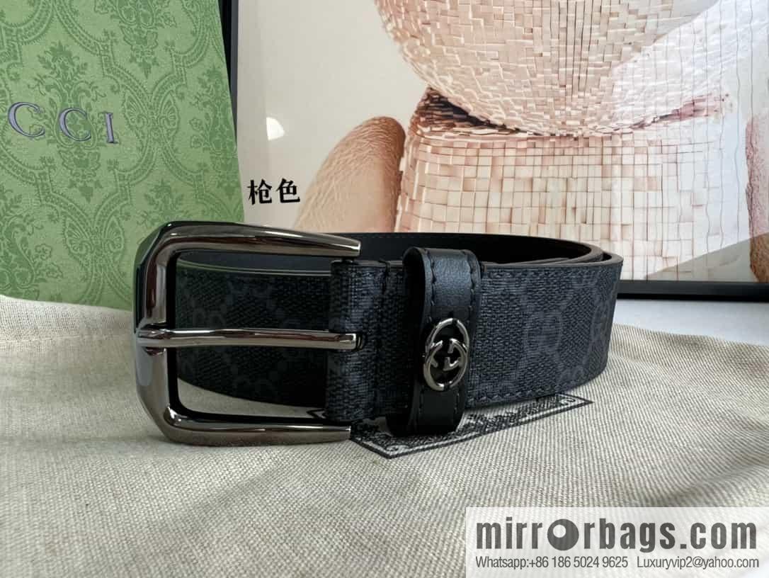 Gucci Gucci GG Supreme canvas GG monogram pattern men's classic belt 3.5cm.