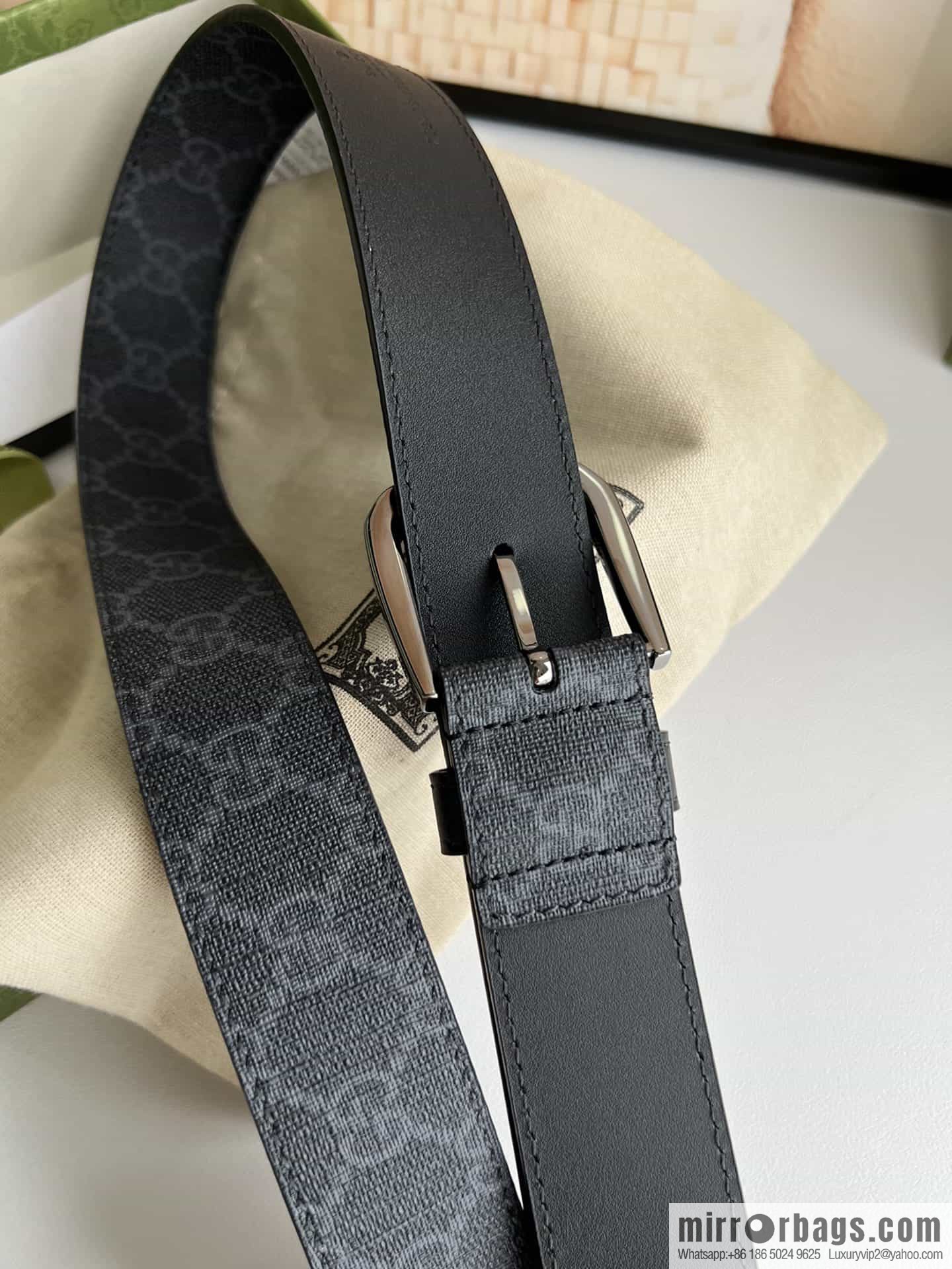 Gucci Gucci GG Supreme canvas GG monogram pattern men's classic belt 3.5cm.