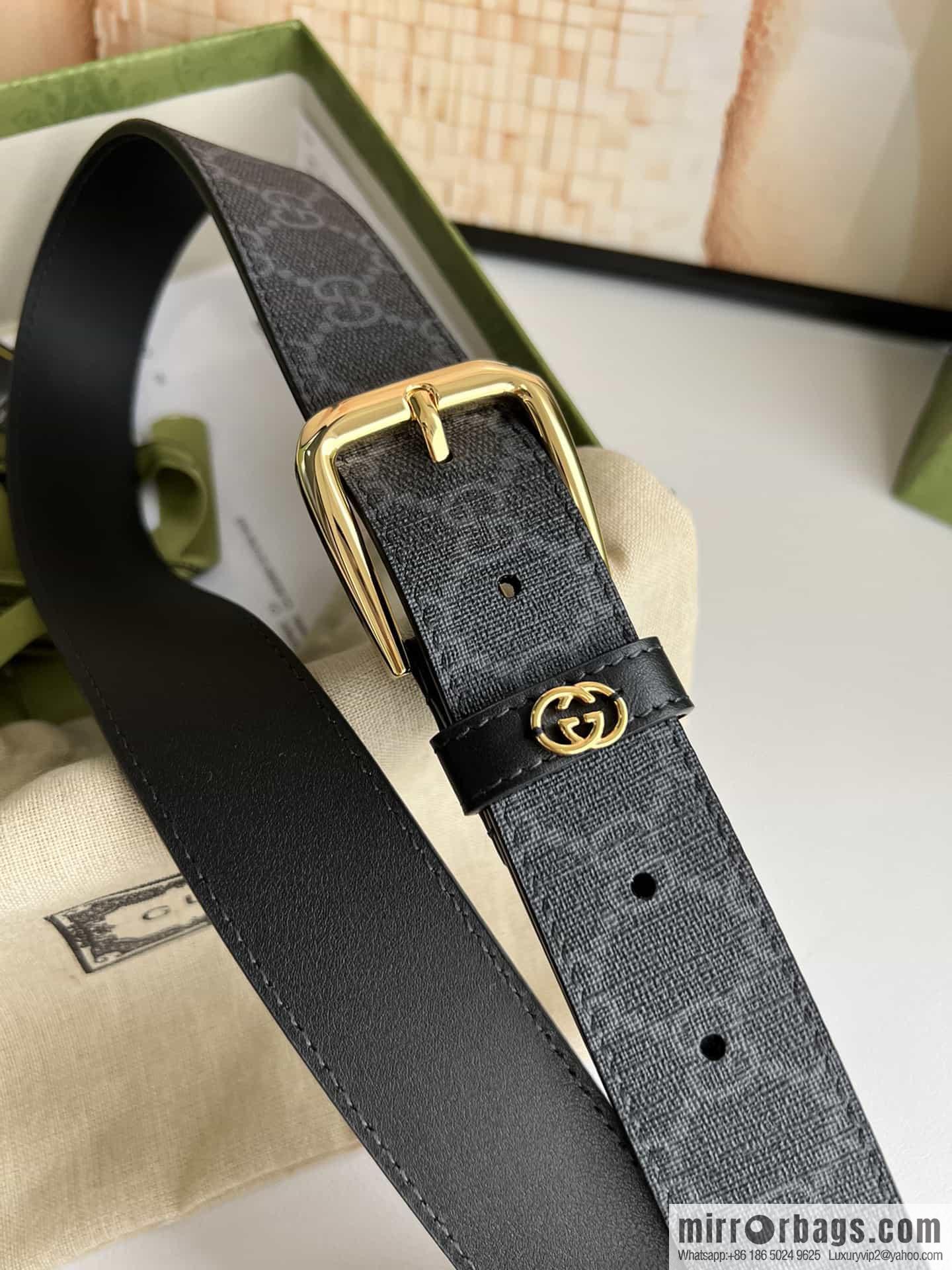 Gucci Gucci GG Supreme canvas GG monogram pattern men's classic belt 3.5cm.