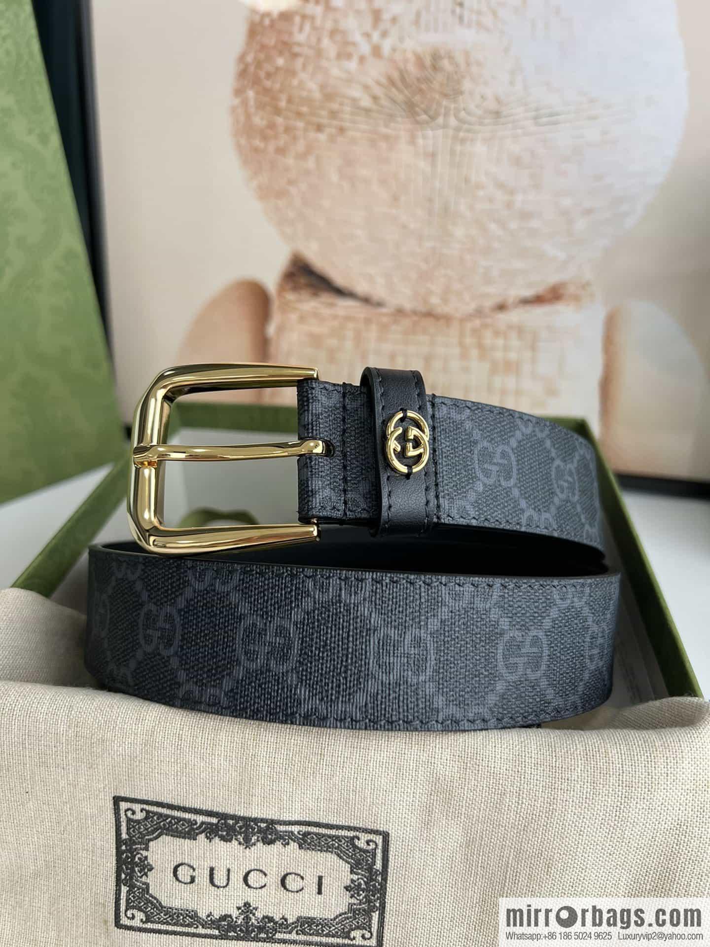 Gucci Gucci GG Supreme canvas GG monogram pattern men's classic belt 3.5cm.