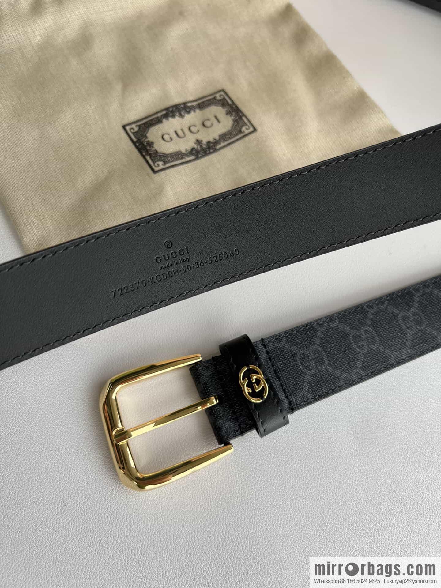 Gucci Gucci GG Supreme canvas GG monogram pattern men's classic belt 3.5cm.