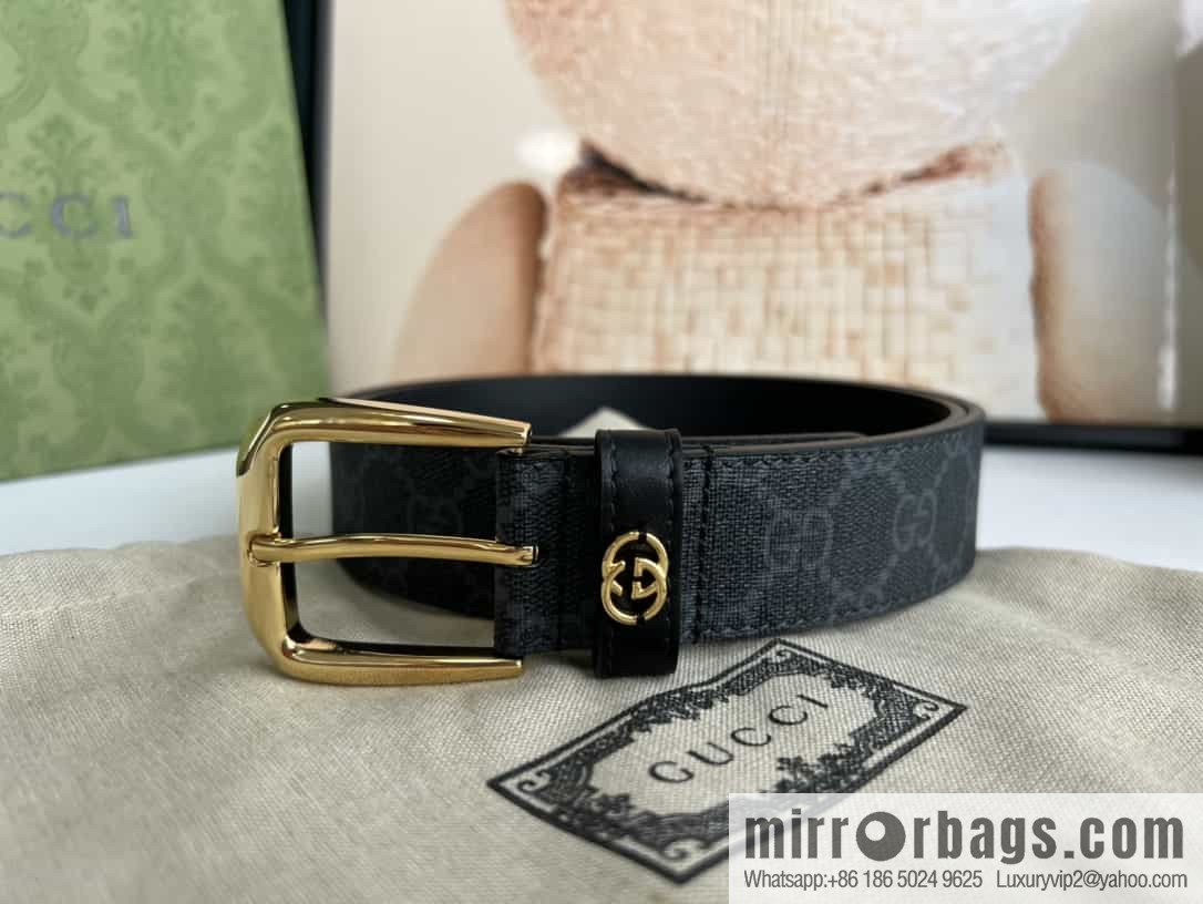 Gucci Gucci GG Supreme canvas GG monogram pattern men's classic belt 3.5cm.