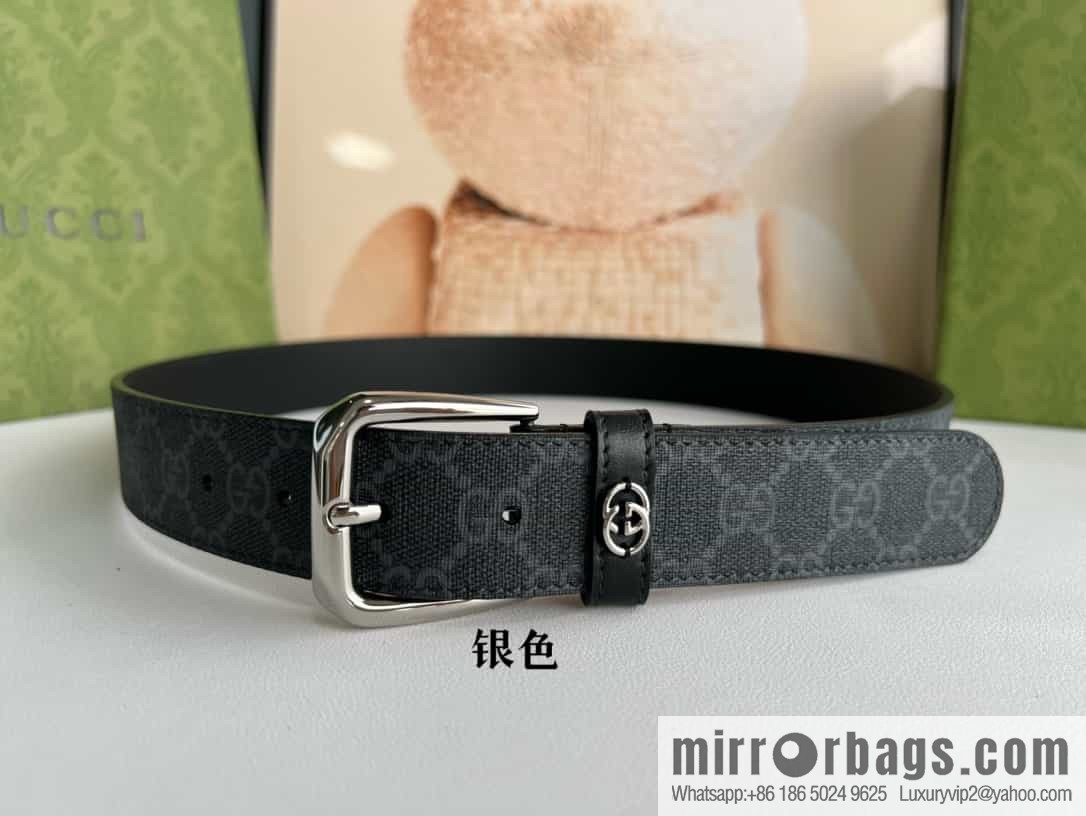 Gucci Gucci GG Supreme canvas GG monogram pattern men's classic belt 3.5cm.