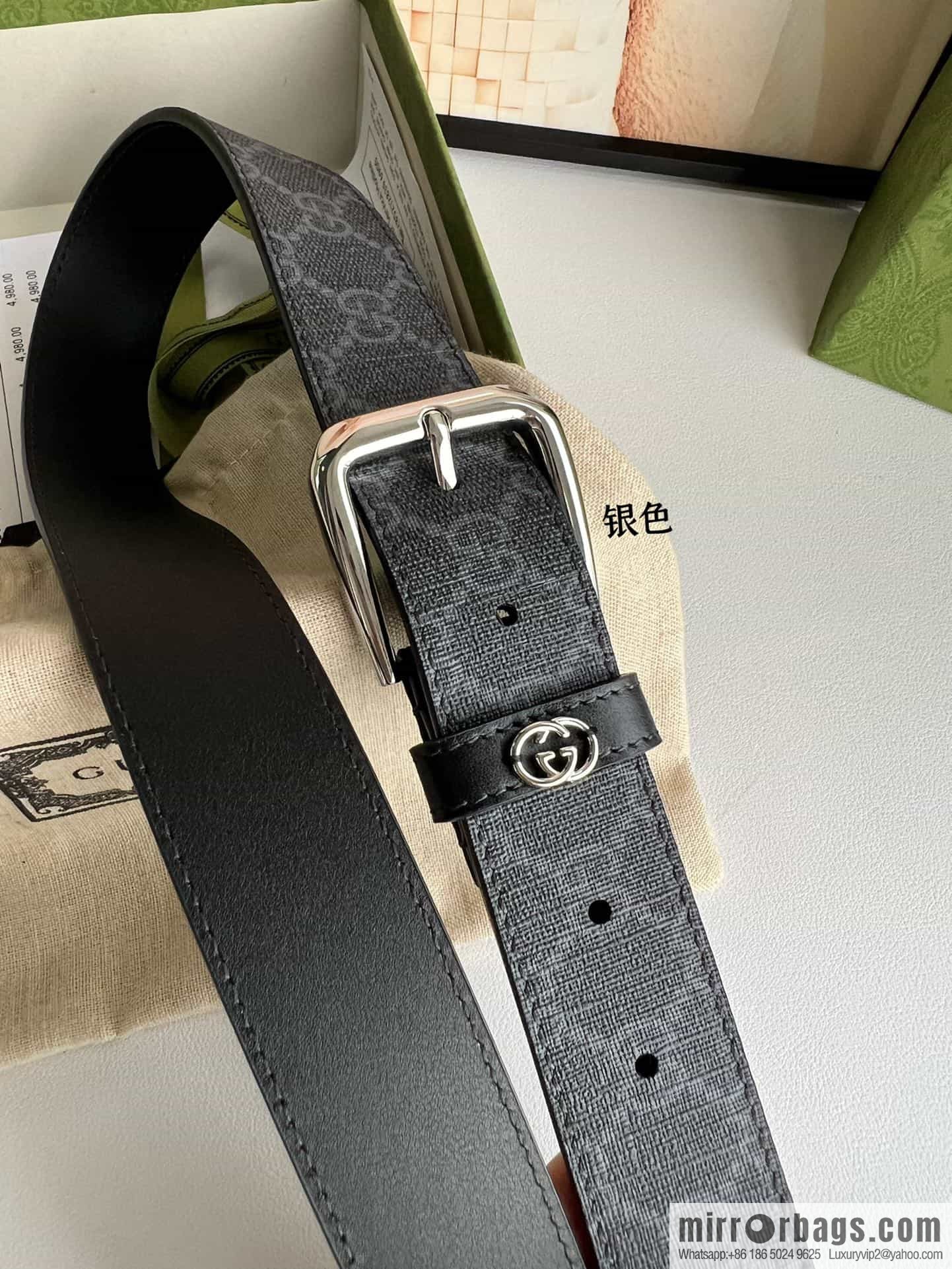 Gucci Gucci GG Supreme canvas GG monogram pattern men's classic belt 3.5cm.