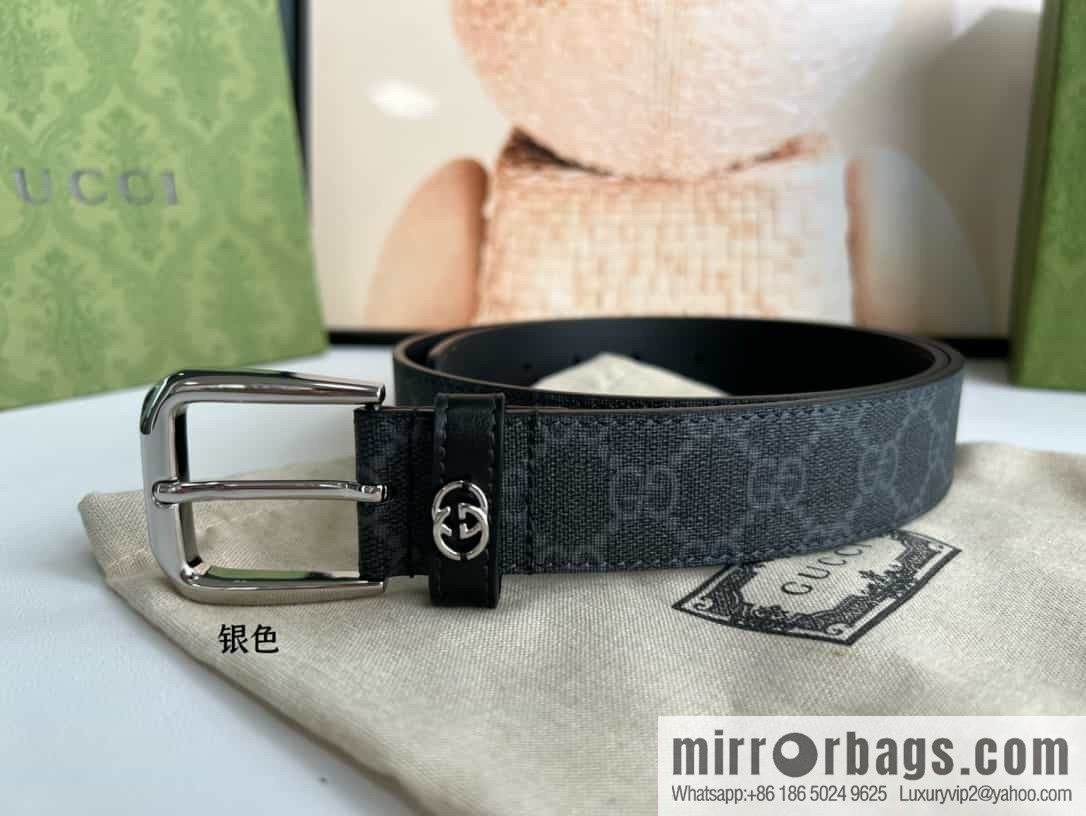 Gucci Gucci GG Supreme canvas GG monogram pattern men's classic belt 3.5cm.