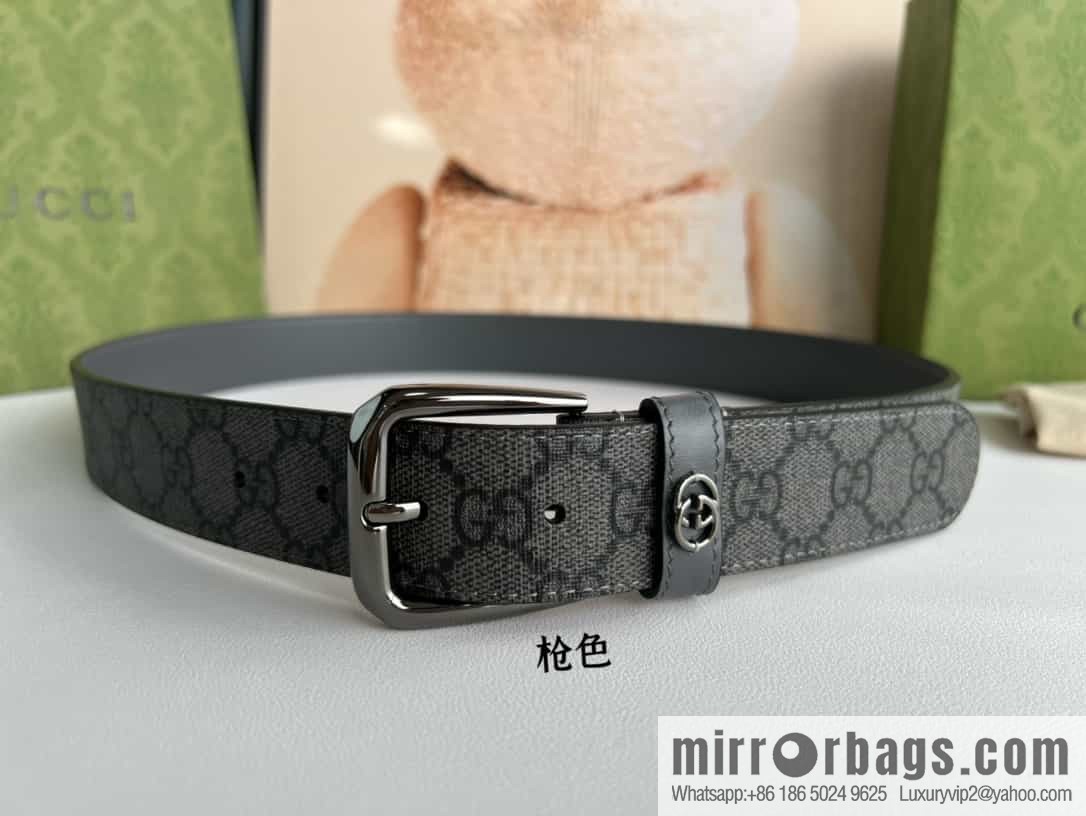 Gucci Gucci GG Supreme canvas GG monogram pattern men's classic belt 3.5cm.