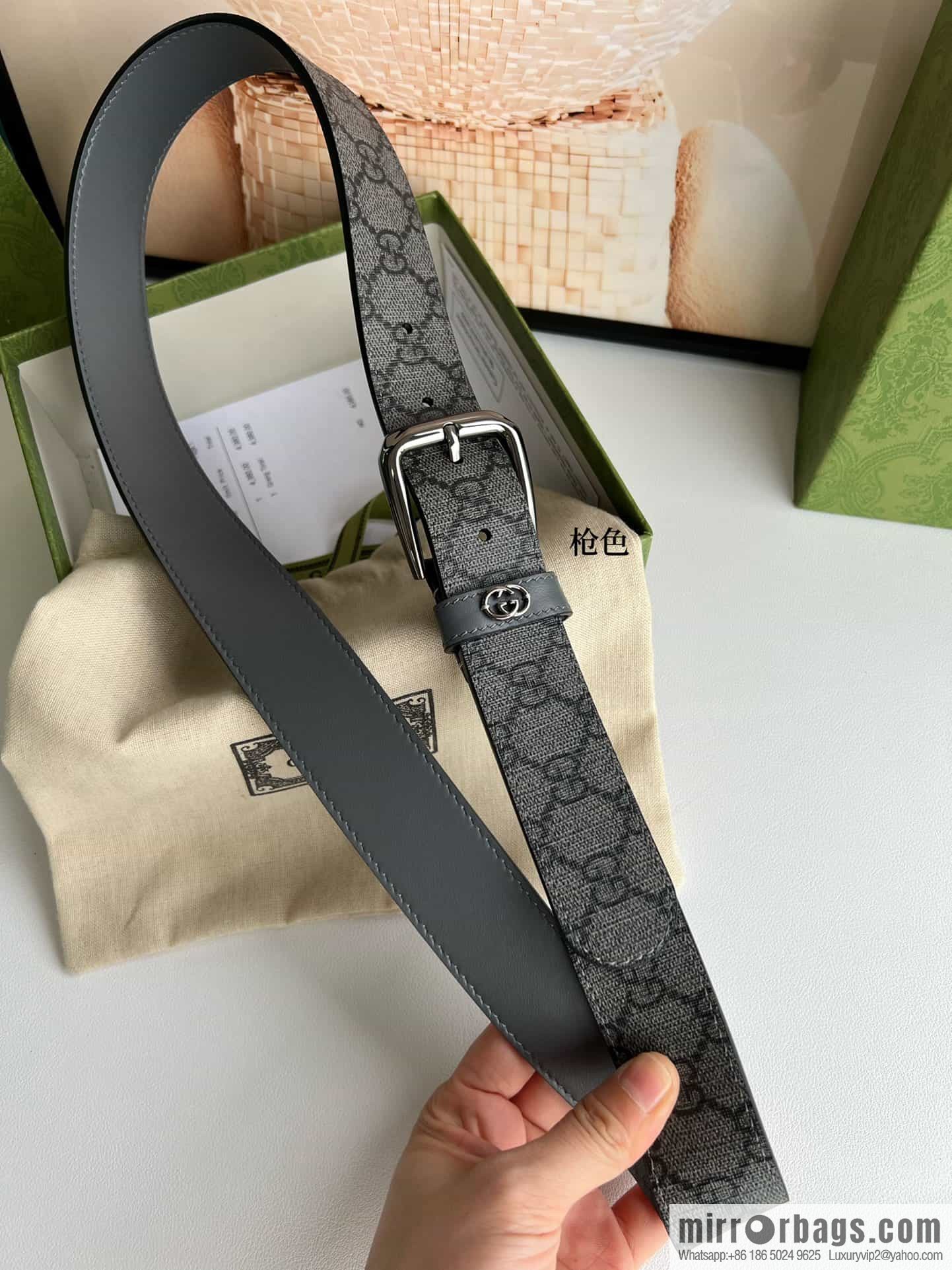 Gucci Gucci GG Supreme canvas GG monogram pattern men's classic belt 3.5cm.