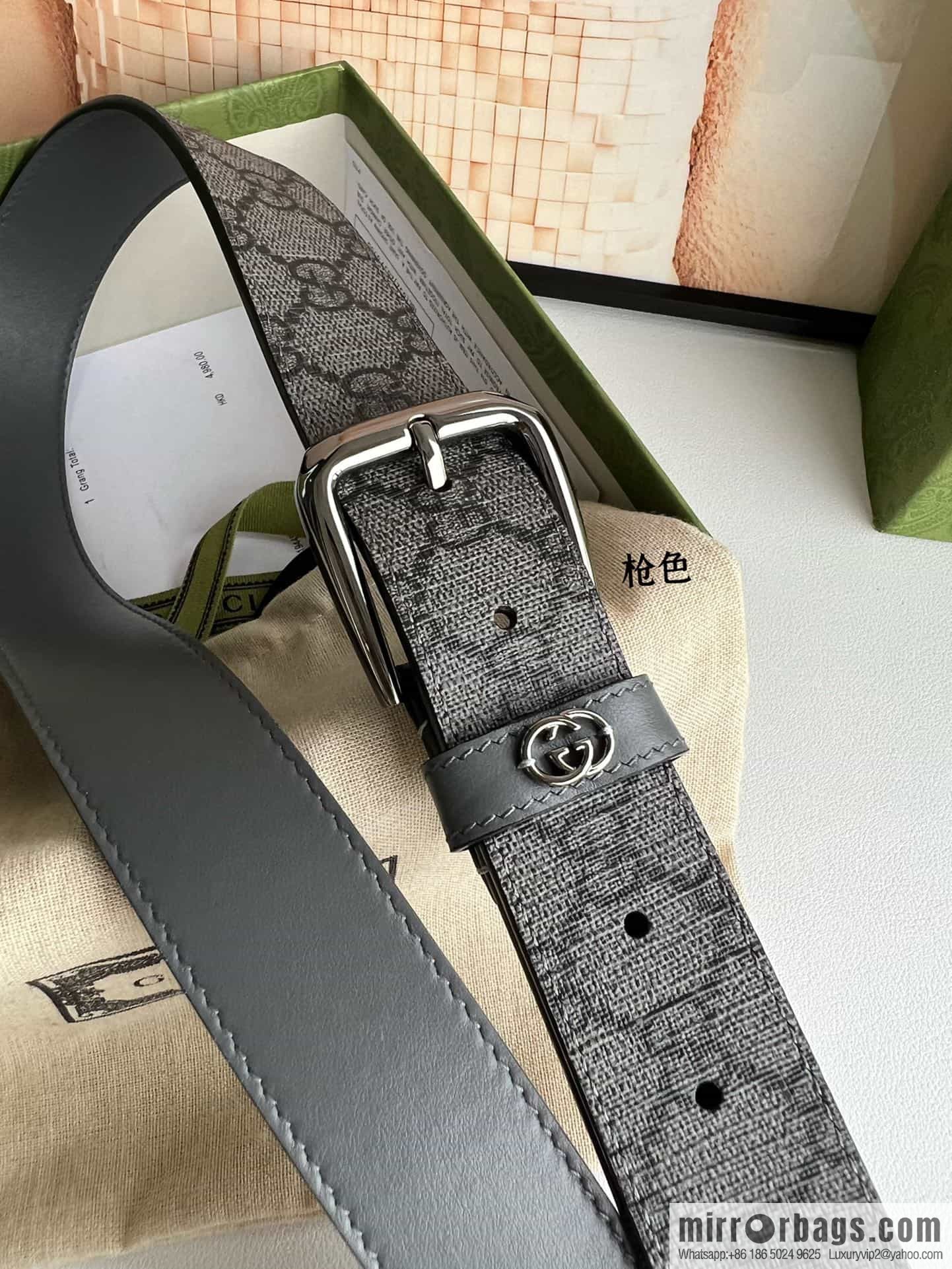 Gucci Gucci GG Supreme canvas GG monogram pattern men's classic belt 3.5cm.
