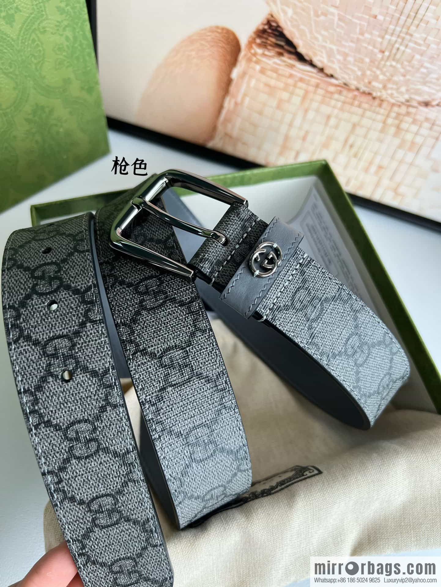Gucci Gucci GG Supreme canvas GG monogram pattern men's classic belt 3.5cm.