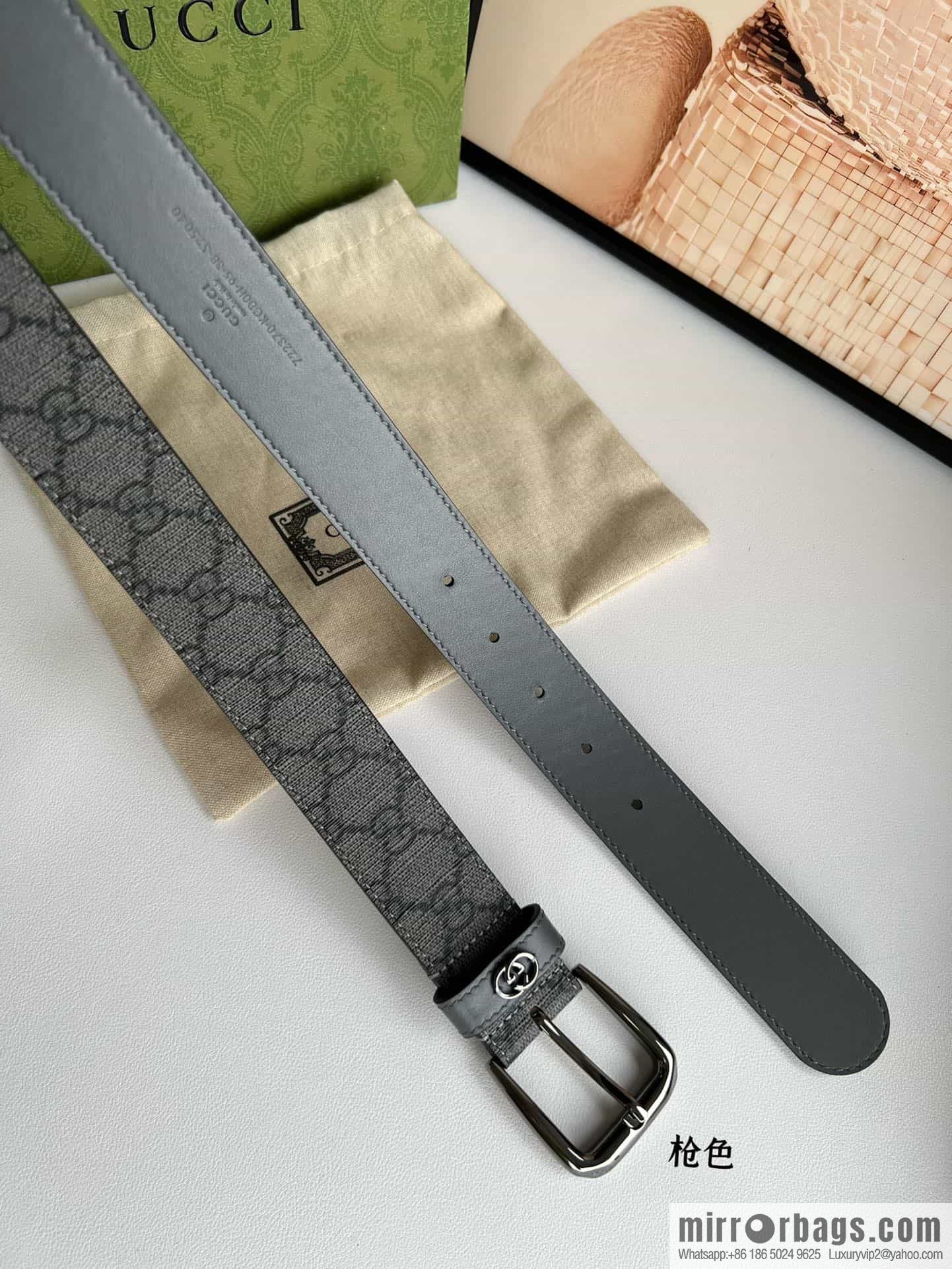 Gucci Gucci GG Supreme canvas GG monogram pattern men's classic belt 3.5cm.