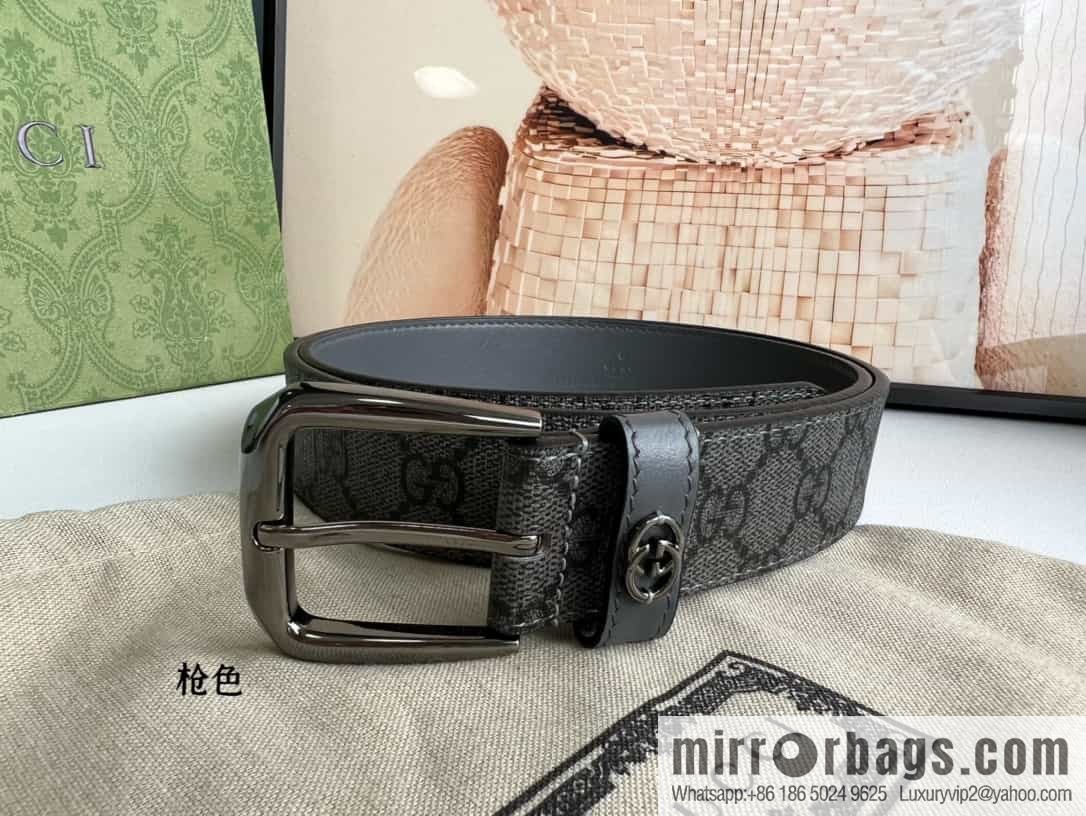 Gucci Gucci GG Supreme canvas GG monogram pattern men's classic belt 3.5cm.