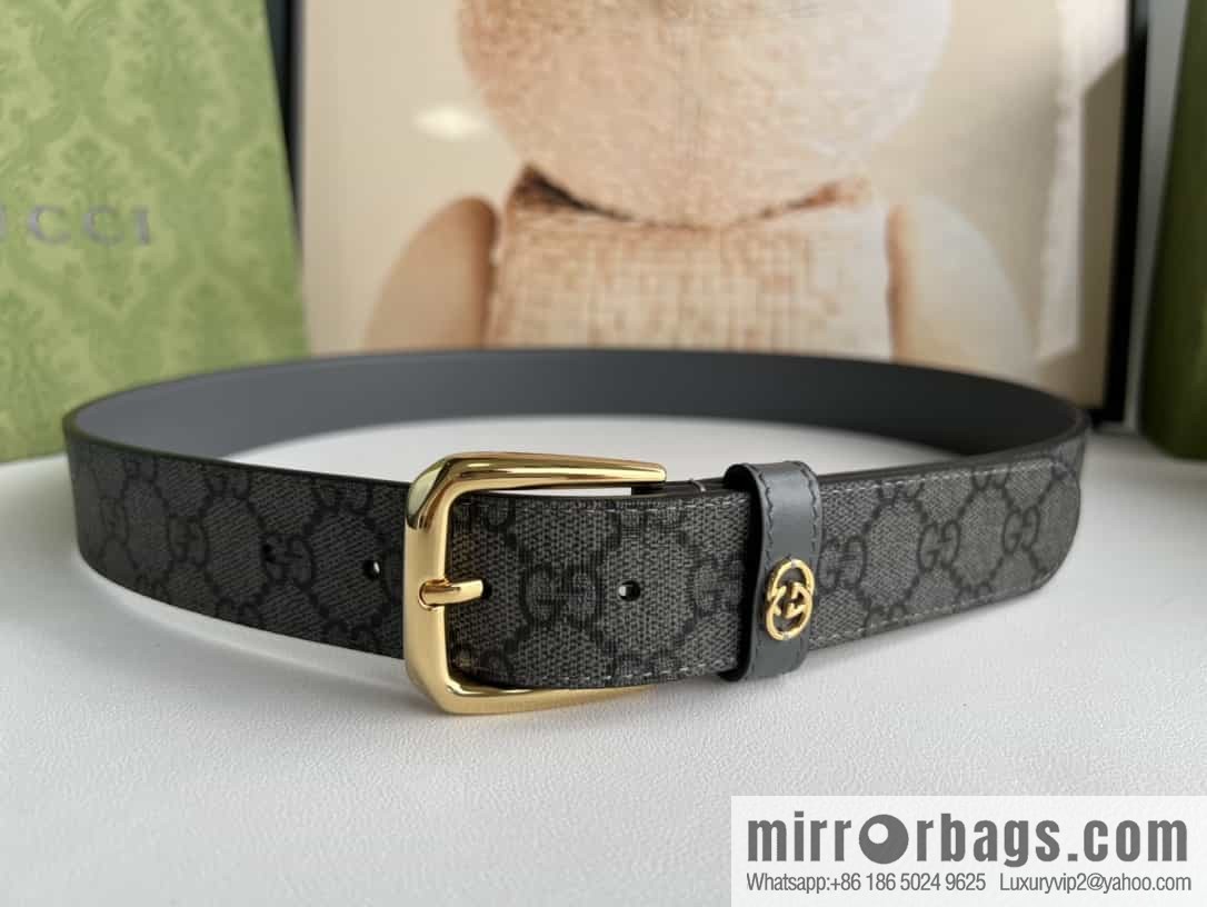 Gucci Gucci GG Supreme canvas GG monogram pattern men's classic belt 3.5cm.