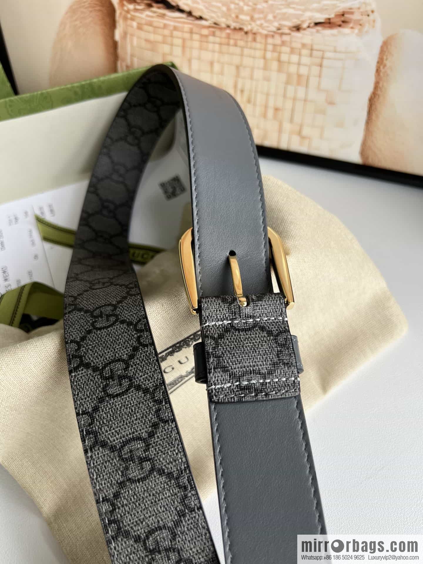 Gucci Gucci GG Supreme canvas GG monogram pattern men's classic belt 3.5cm.