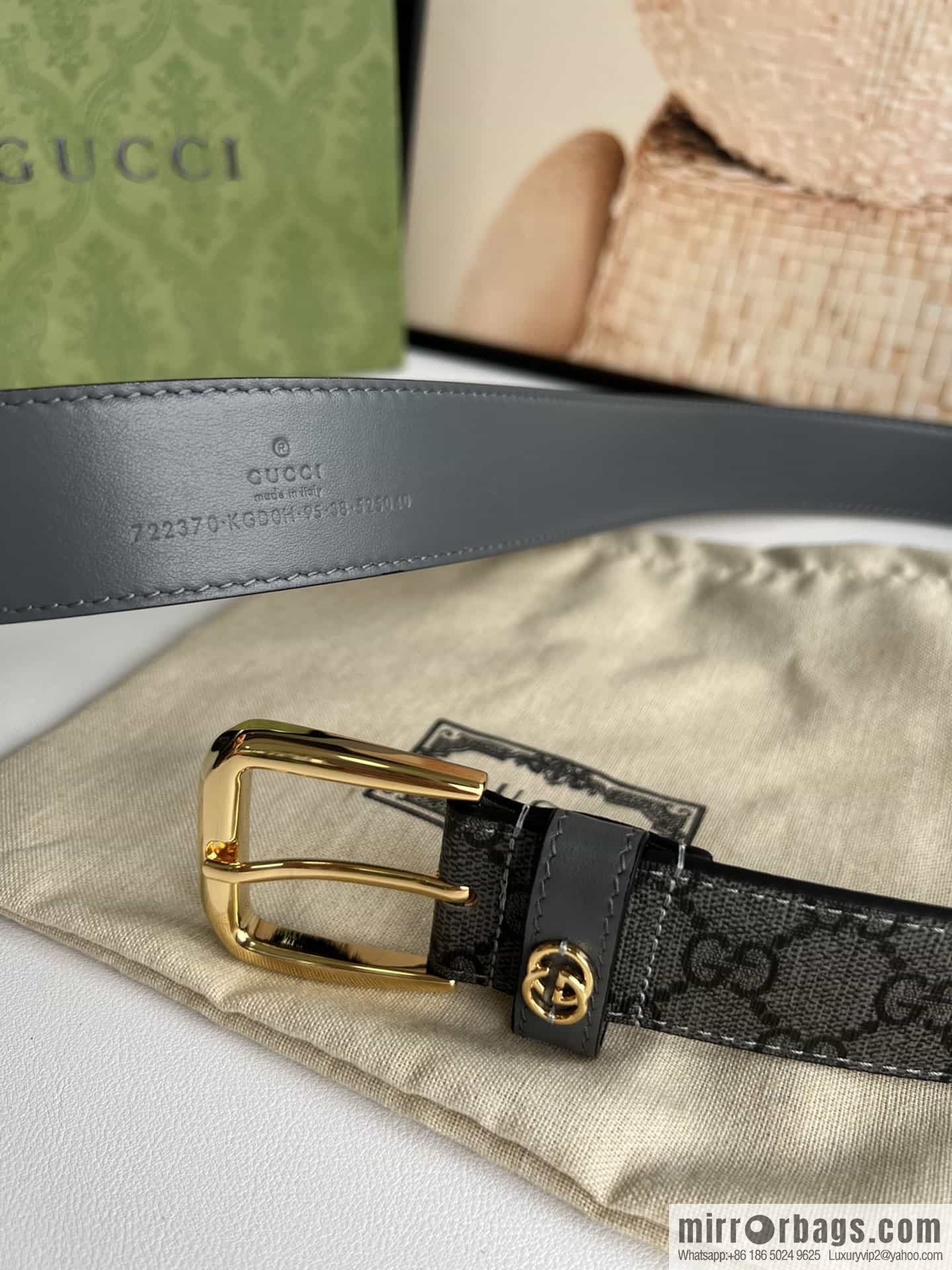 Gucci Gucci GG Supreme canvas GG monogram pattern men's classic belt 3.5cm.