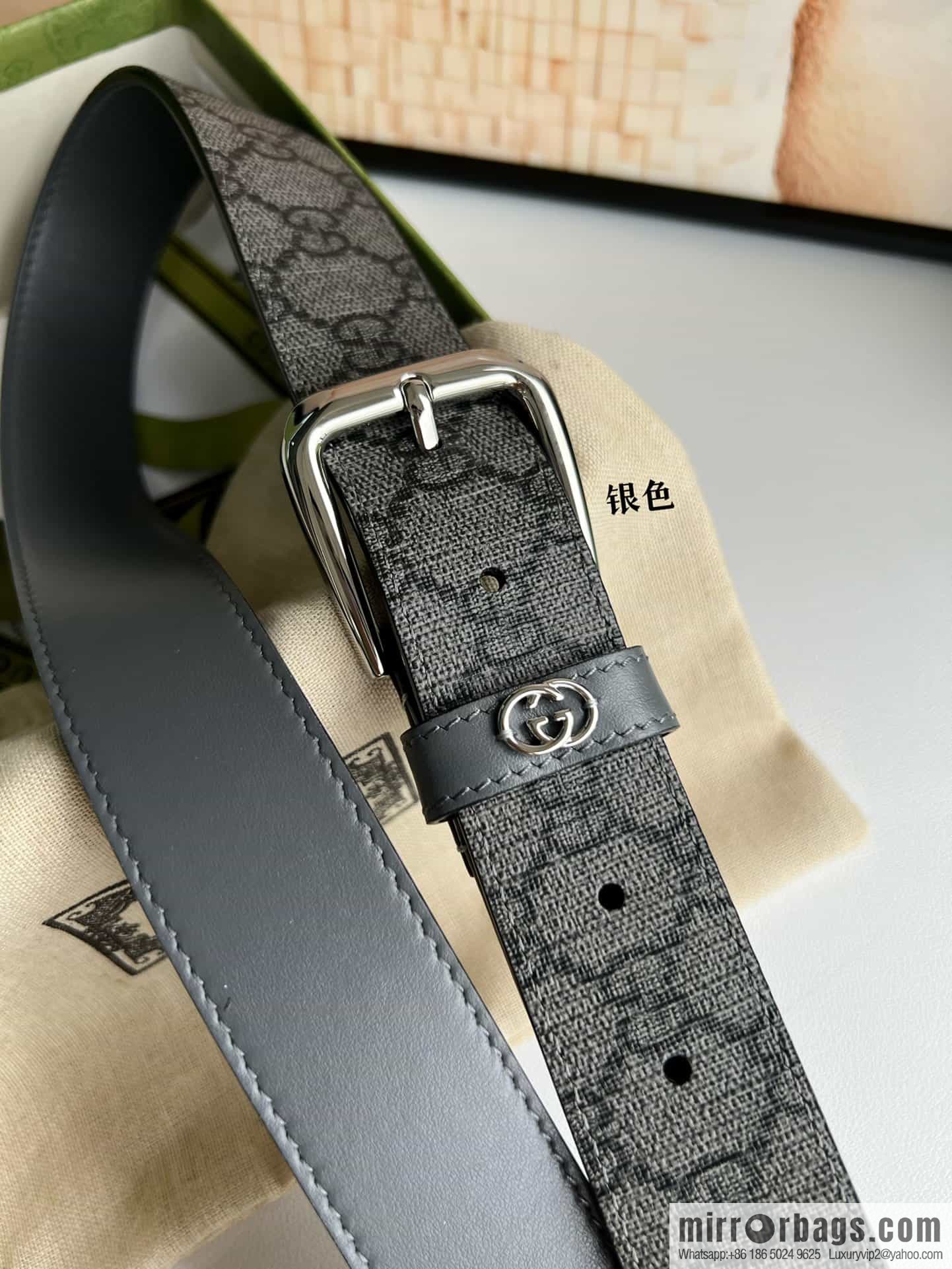 Gucci Gucci GG Supreme canvas GG monogram pattern men's classic belt 3.5cm.