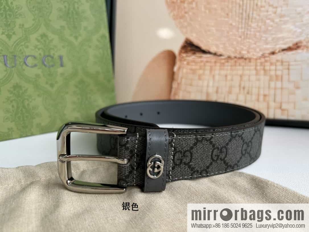 Gucci Gucci GG Supreme canvas GG monogram pattern men's classic belt 3.5cm.