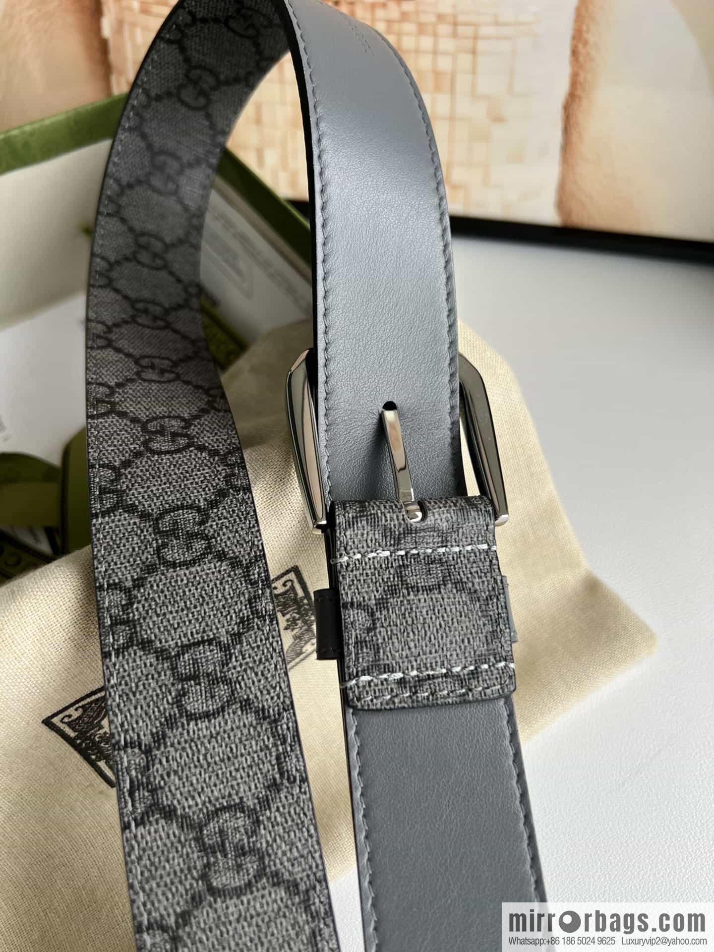 Gucci Gucci GG Supreme canvas GG monogram pattern men's classic belt 3.5cm.