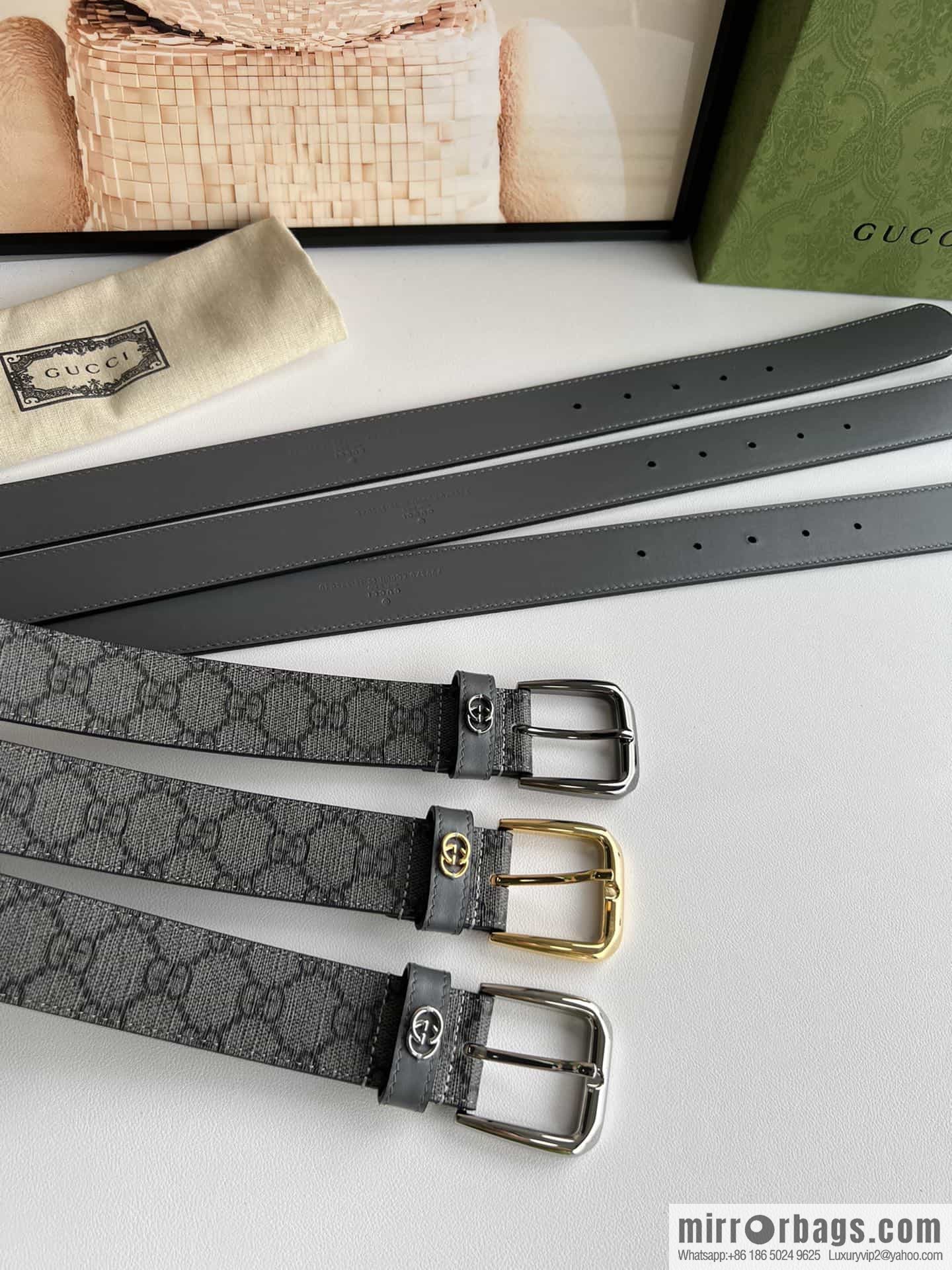 Gucci Gucci GG Supreme canvas GG monogram pattern men's classic belt 3.5cm.