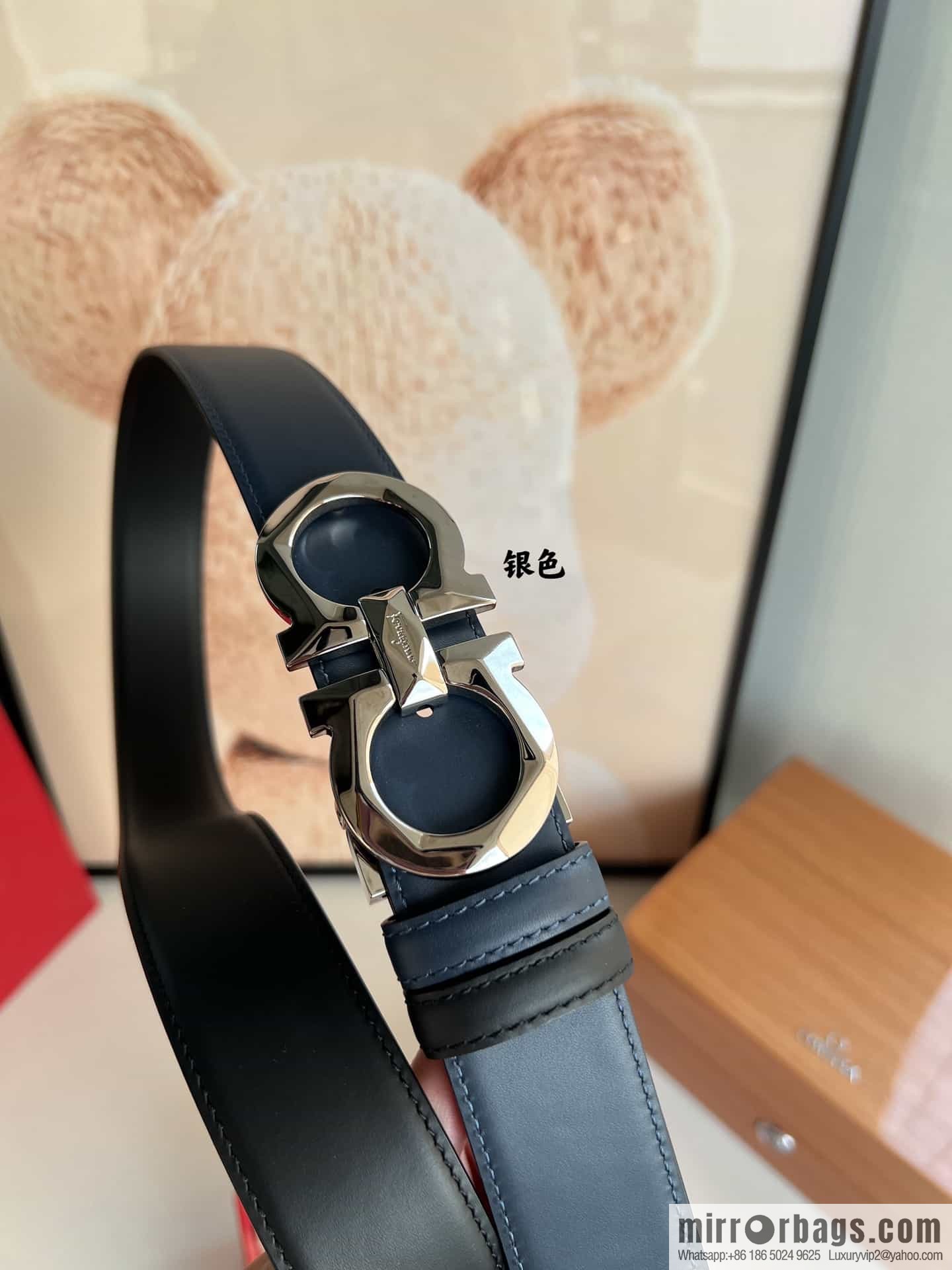Salvatore Ferragamo Men's 3.5cm Delicate Double Circle Original Rhombus Buckle Belt
